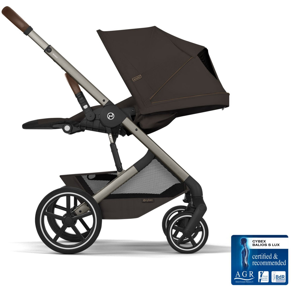 Cybex Chocolate Brown Balios S Lux Tpe Inklusiv Foldbar Cot