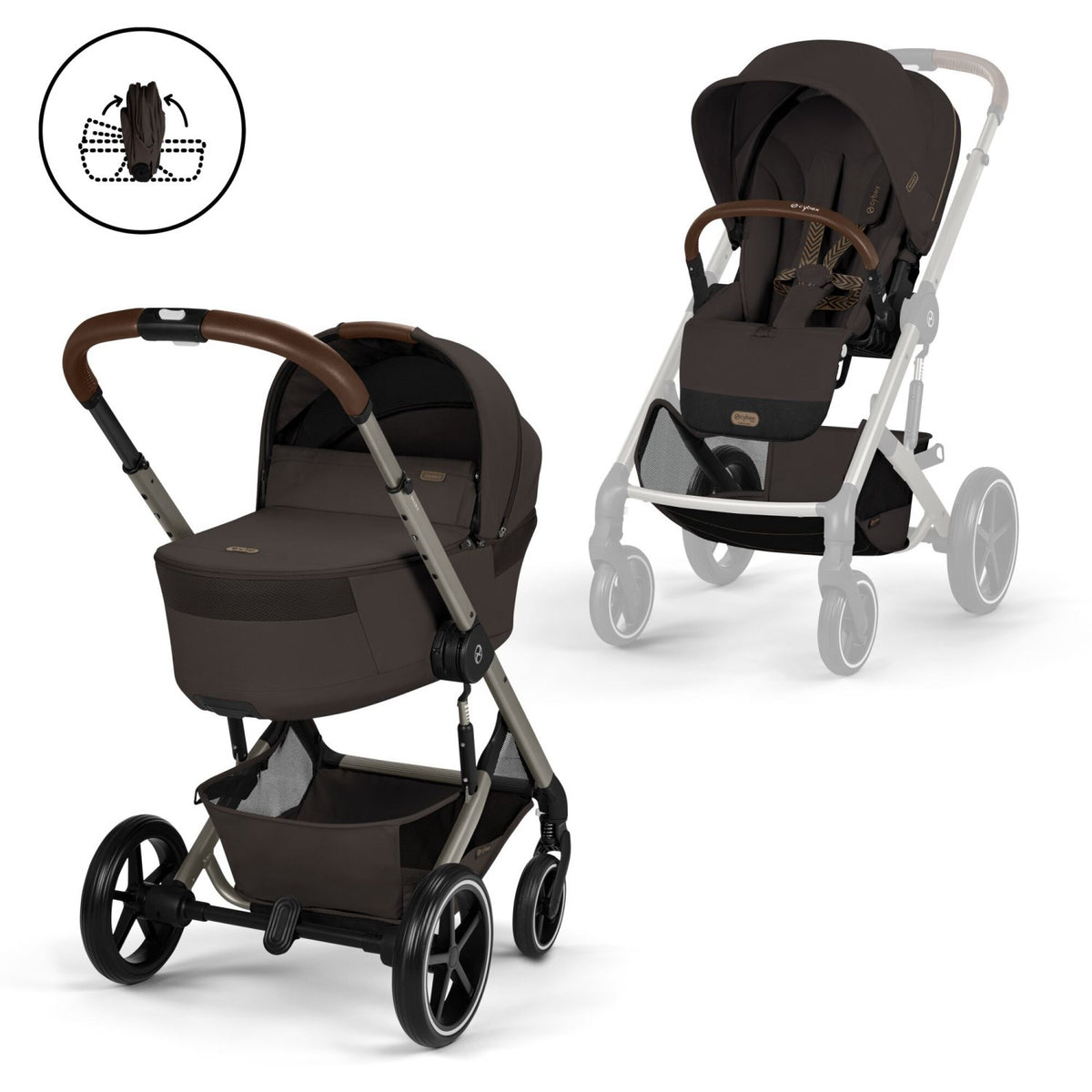 Cybex Chocolate Brown Balios S Lux Tpe Inklusiv Foldbar Cot