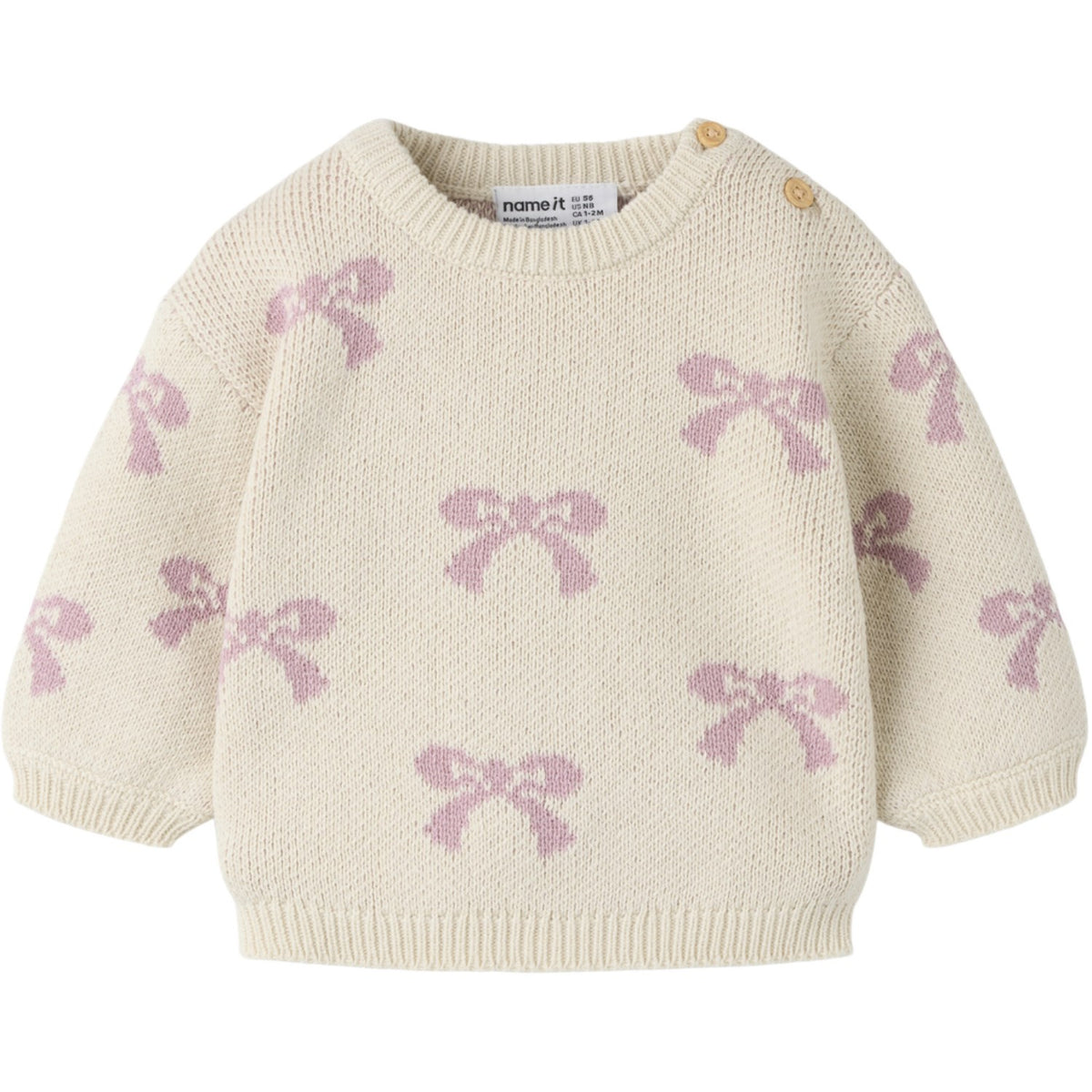 Name It Birch Bows In Mauve Shadows Nbfoana Ls Stickad Låda