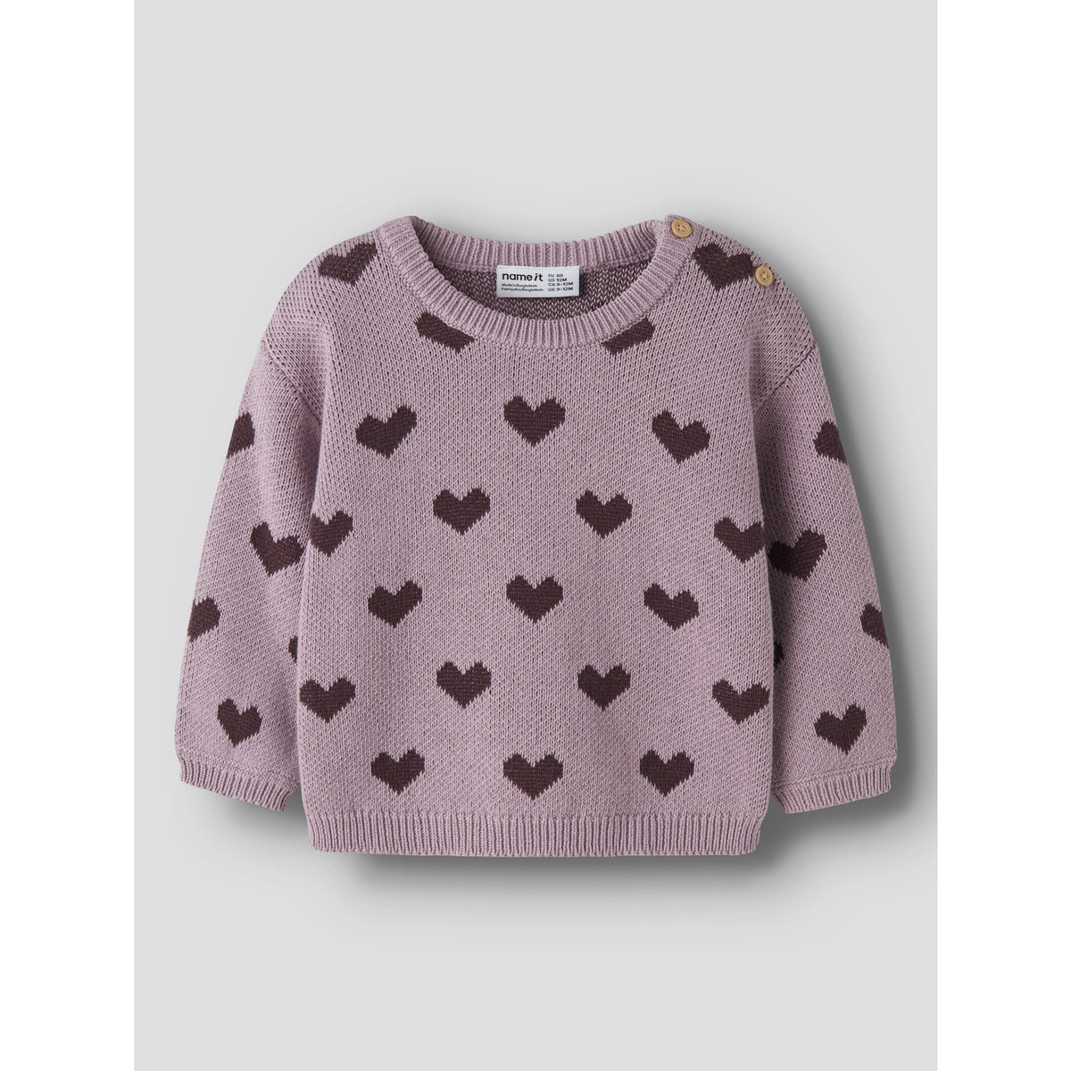 Name It Mauve Shadows Hearts In Catawba Grape Nbfoana Ls Stickad Låda