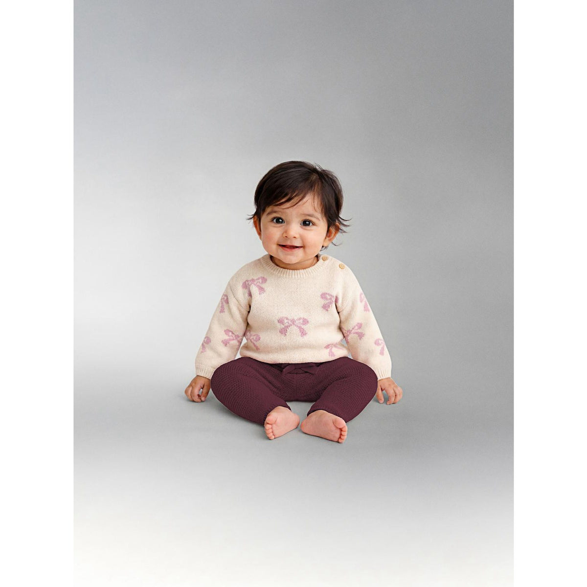 Name It Birch Bows In Mauve Shadows Nbfoana Ls Stickad Låda