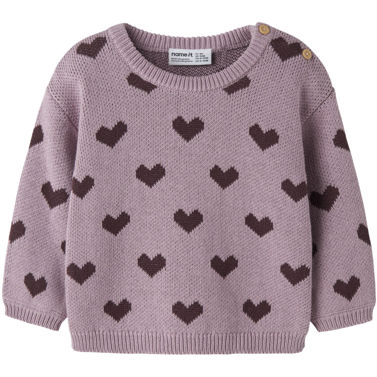 Name It Mauve Shadows Hearts In Catawba Grape Nbfoana Ls Stickad Låda