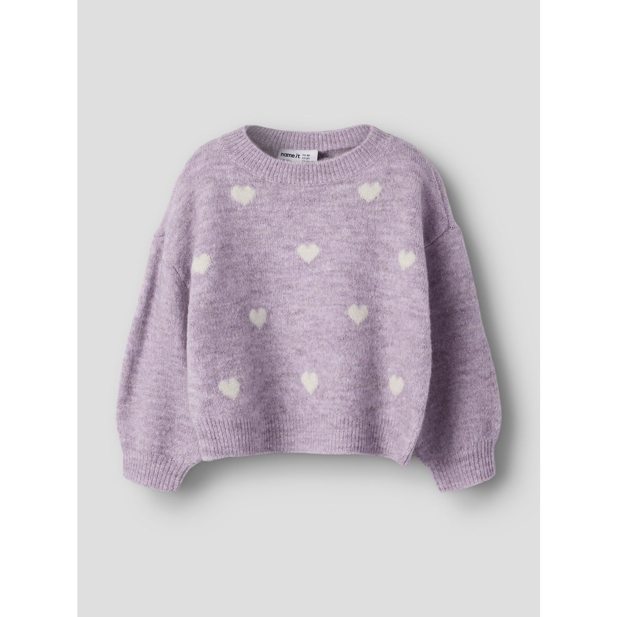 Name It Mauve Shadows Birch Hearts Nmfogusse Ls Stickad