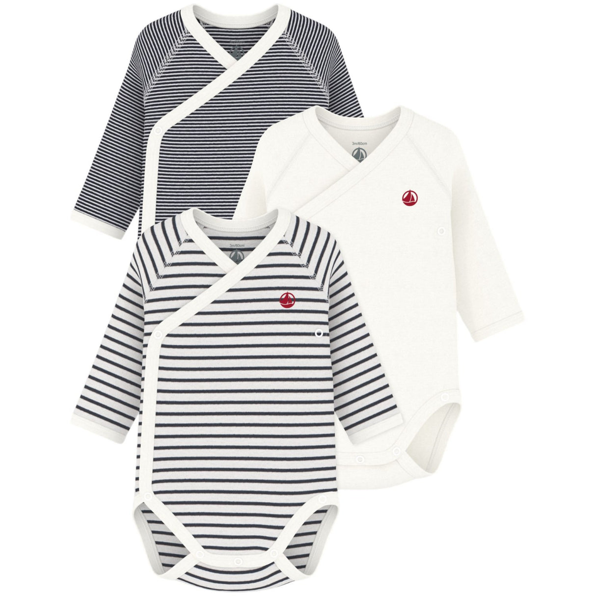 Petit Bateau Navy/White 3-pack Body