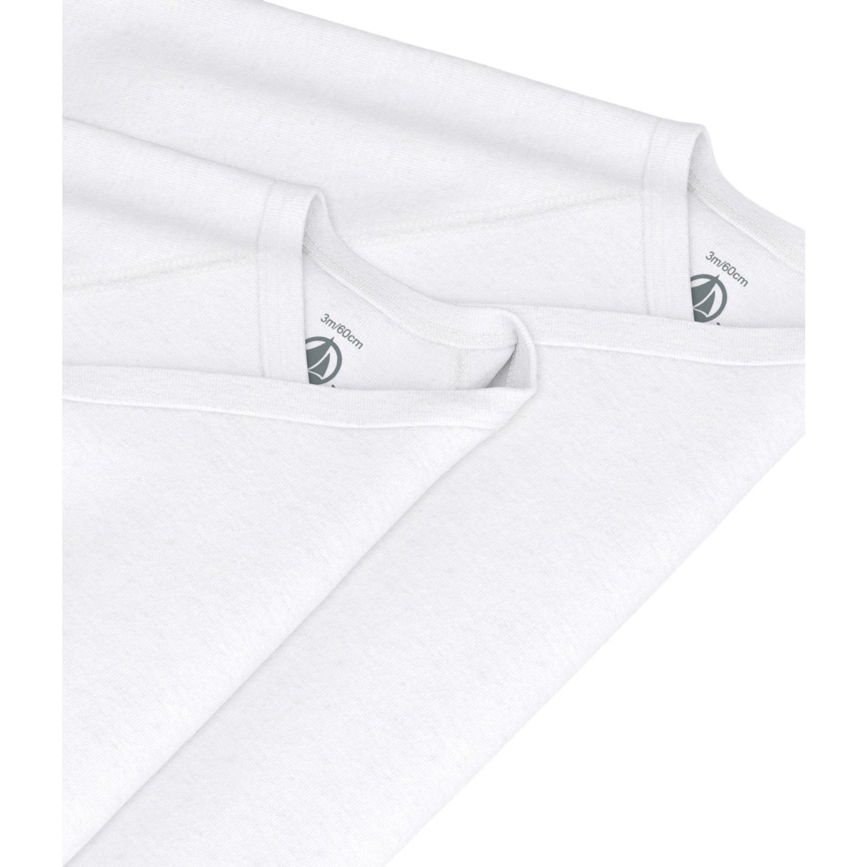 Petit Bateau White Långärmad Bodysuit 3-pack