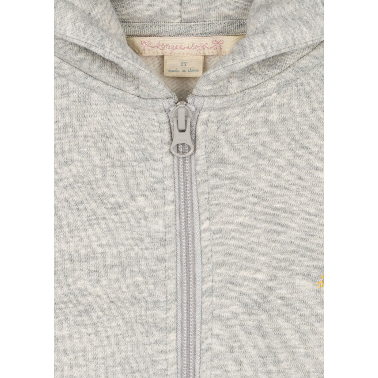 Konges Sløjd Grey Melange Lou Paljet Sweat Zip Huva Gots