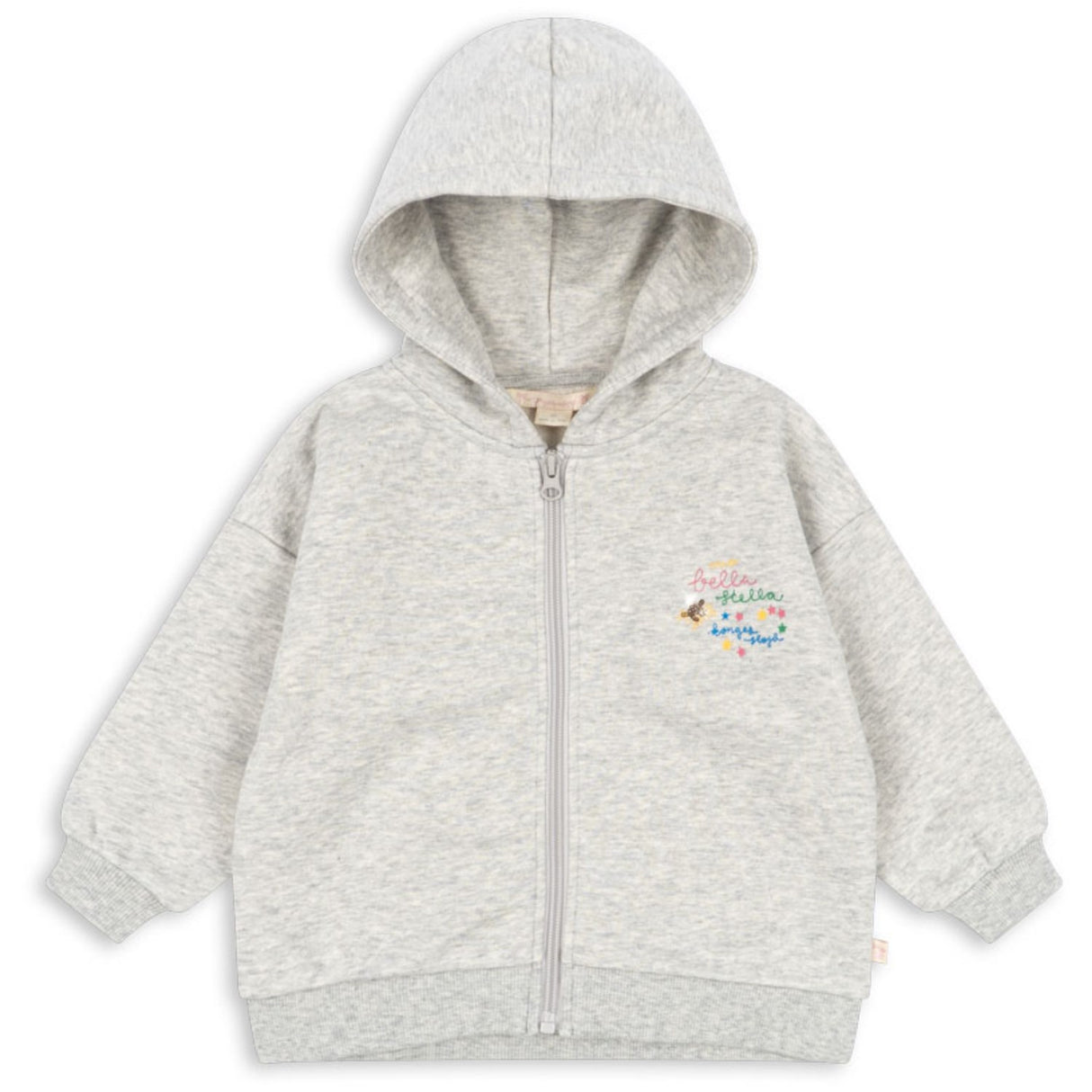 Konges Sløjd Grey Melange Lou Paljet Sweat Zip Huva Gots