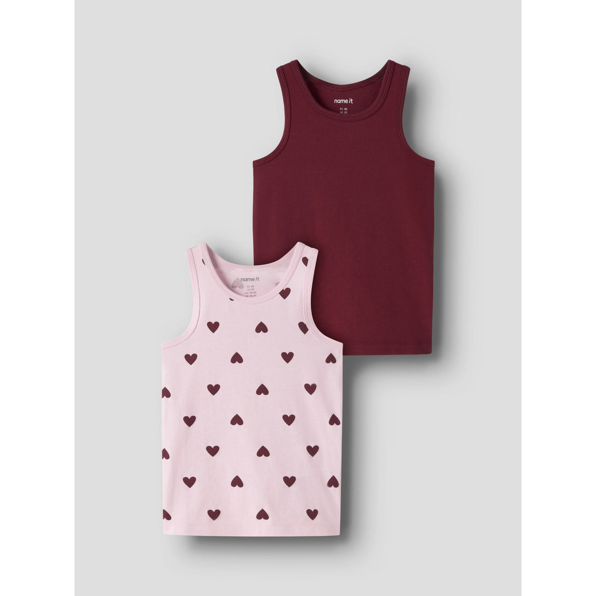 Name It Parfait Pink Nmftank Topp 2P Cutie Heart Noos