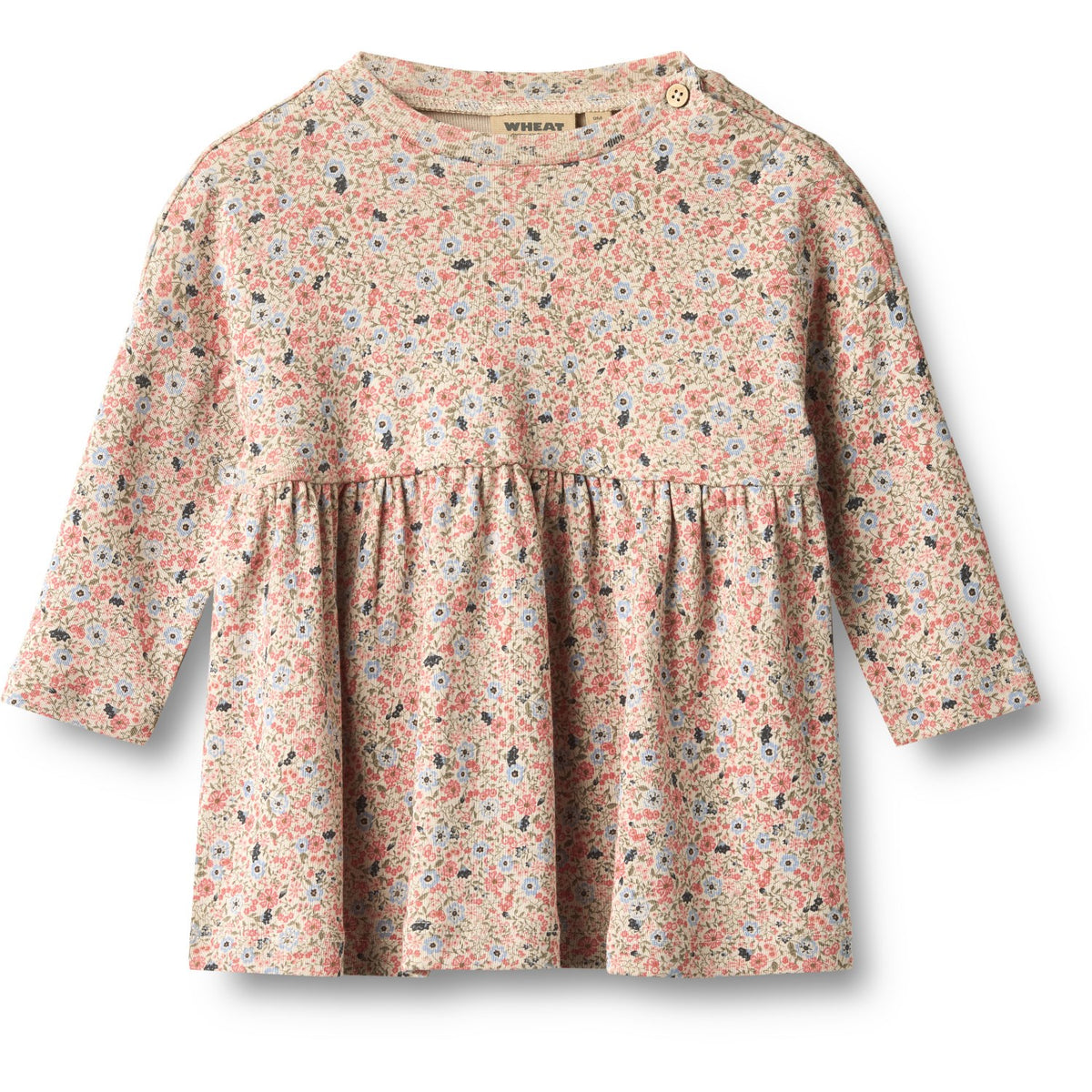 Wheat Grey Cloud Flowers Jersey Klänning L/S Emmy