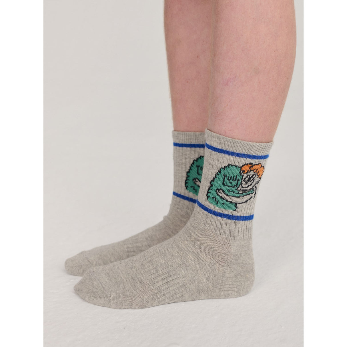 Bobo Choses Light Heather Grey Hug Hairy Monster Kort Strumpor