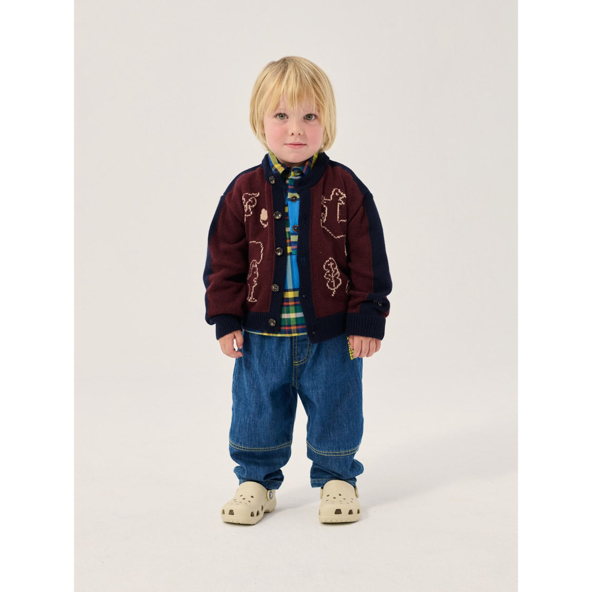 Bobo Choses Midnight Blue Taxi Saurus Tag Denim Byxor