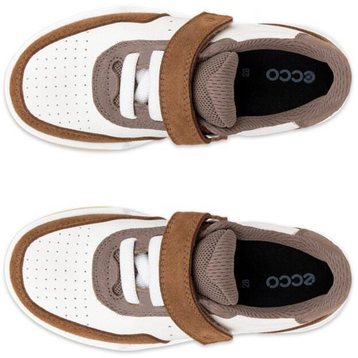Ecco Camel/White/Marron Street Court K Läder