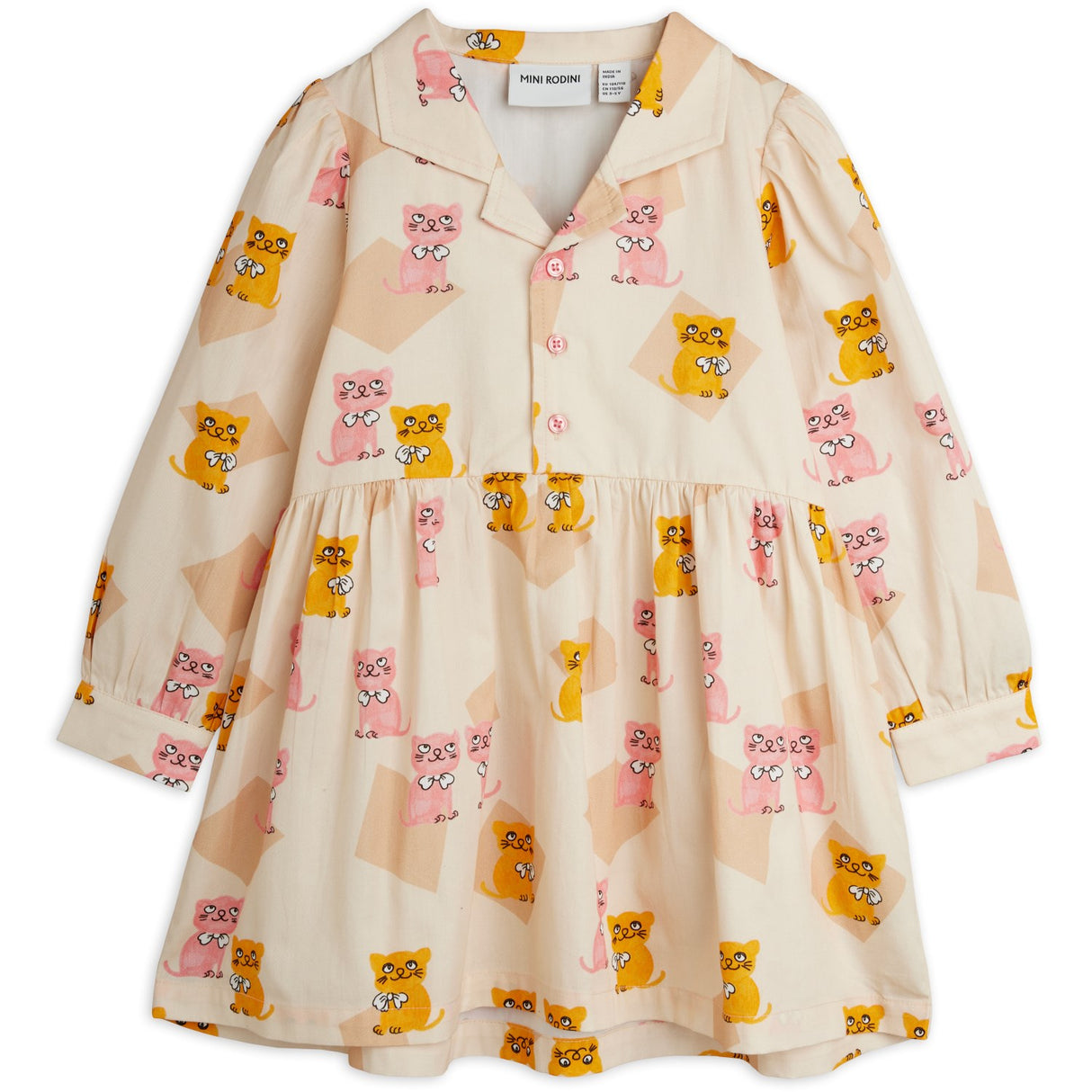 Mini Rodini Multi Kittens AOP Woven Ls Klänning
