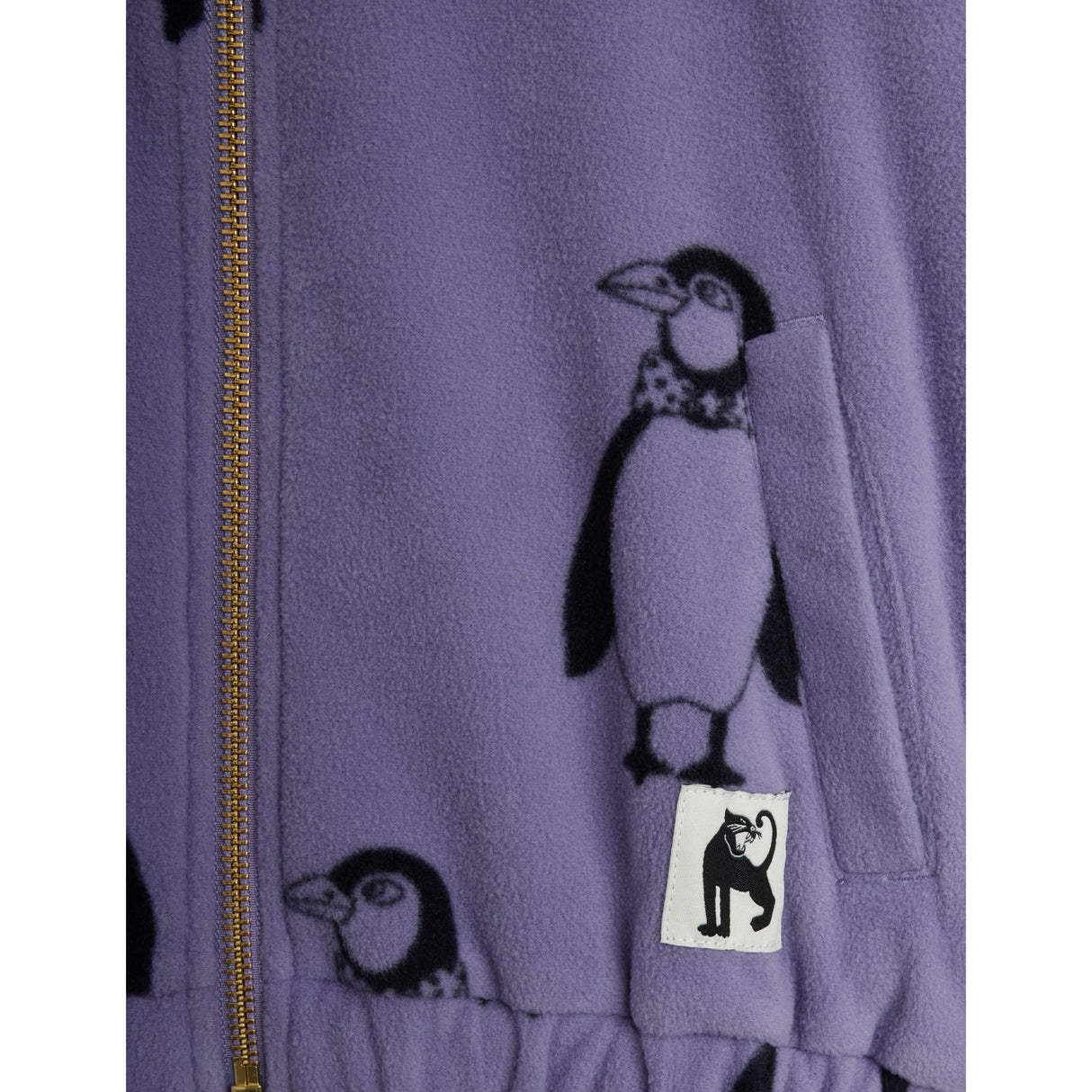 Mini Rodini Purple Penguin AOP Fleece Jacka