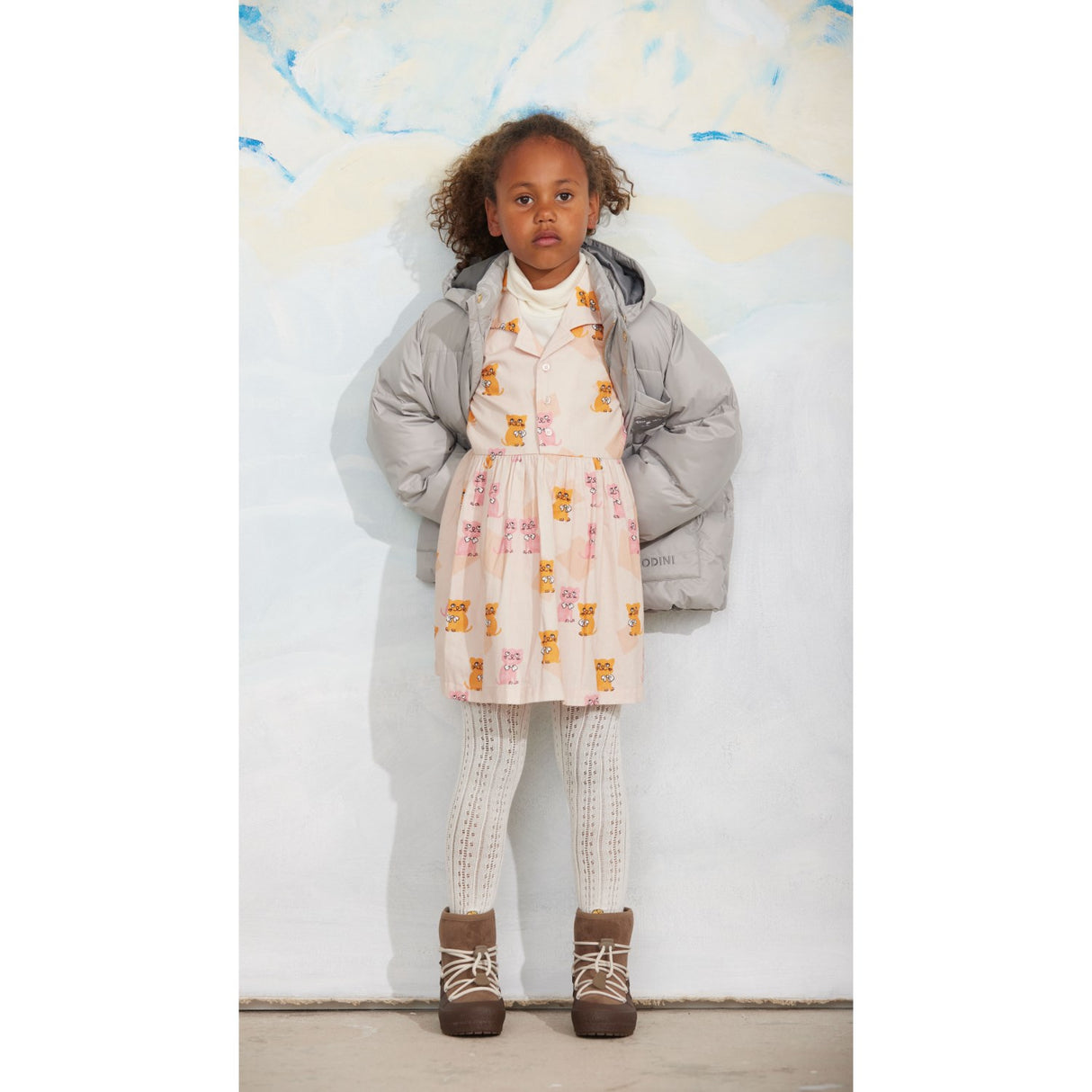 Mini Rodini Grey Kat Ears Heavy Puffer
