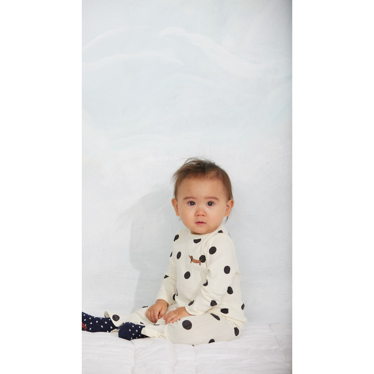 Mini Rodini Off-White Dots AOP Dog Flared Trousers