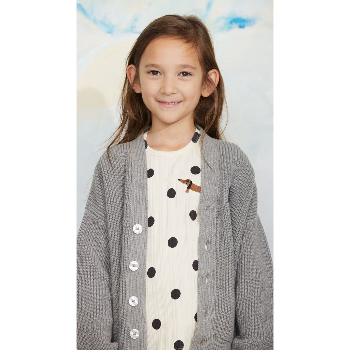 Mini Rodini Grey Melange Ritzratz Patch Stickad Cardigan