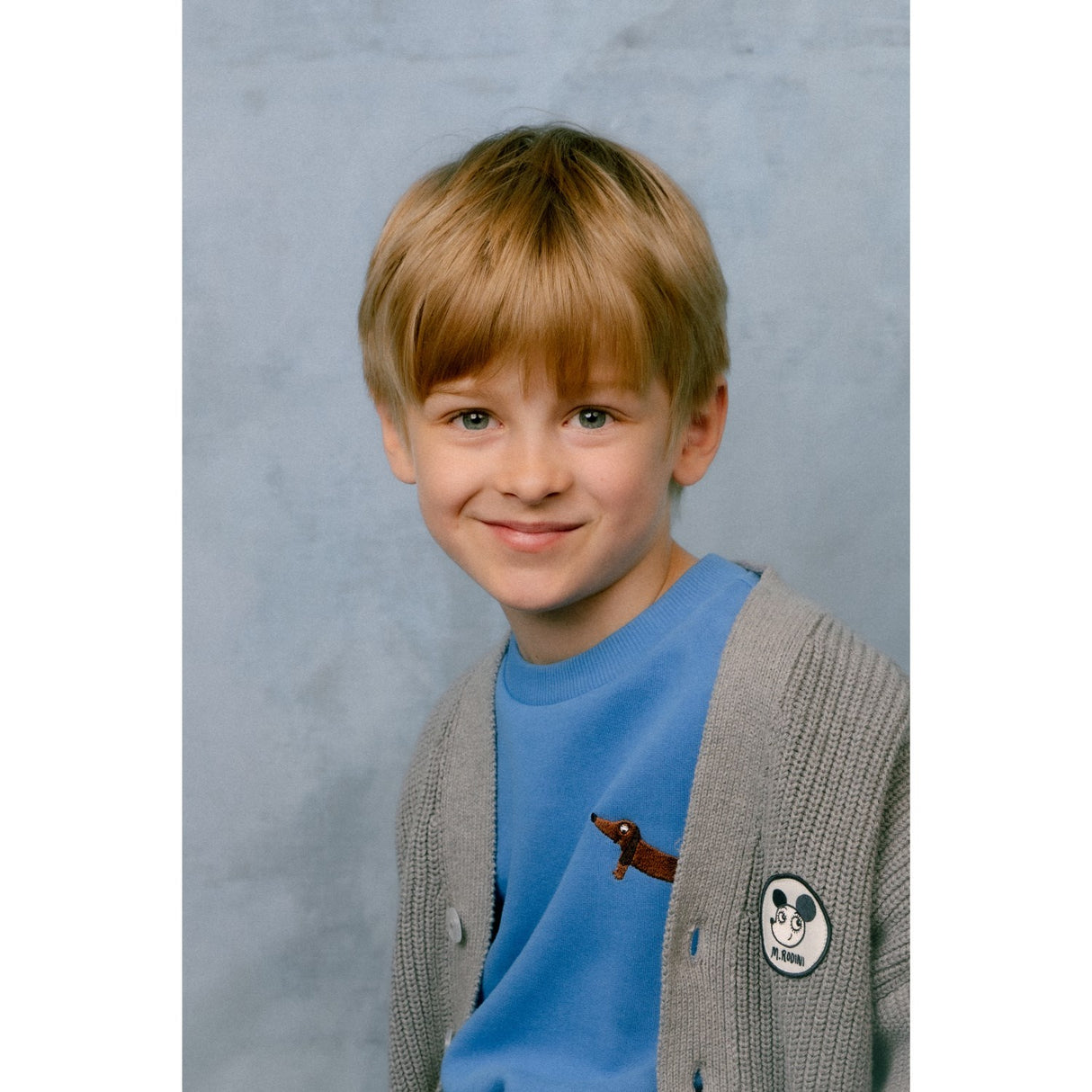 Mini Rodini Grey Melange Ritzratz Patch Stickad Cardigan