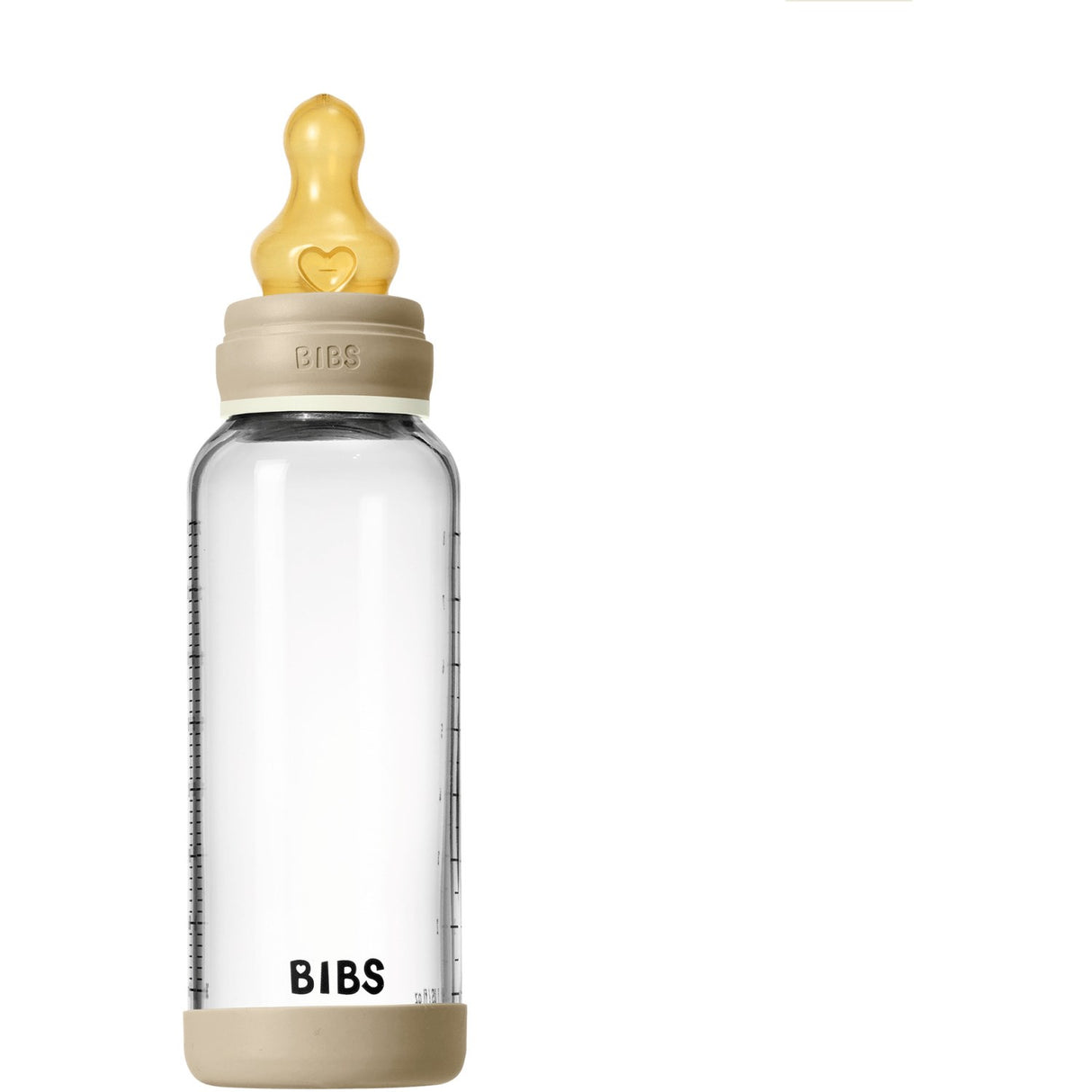 Bibs Vanilla GLOW Glass Baby Flaska Round Latex 1-Pack 240 Ml Medium Flow