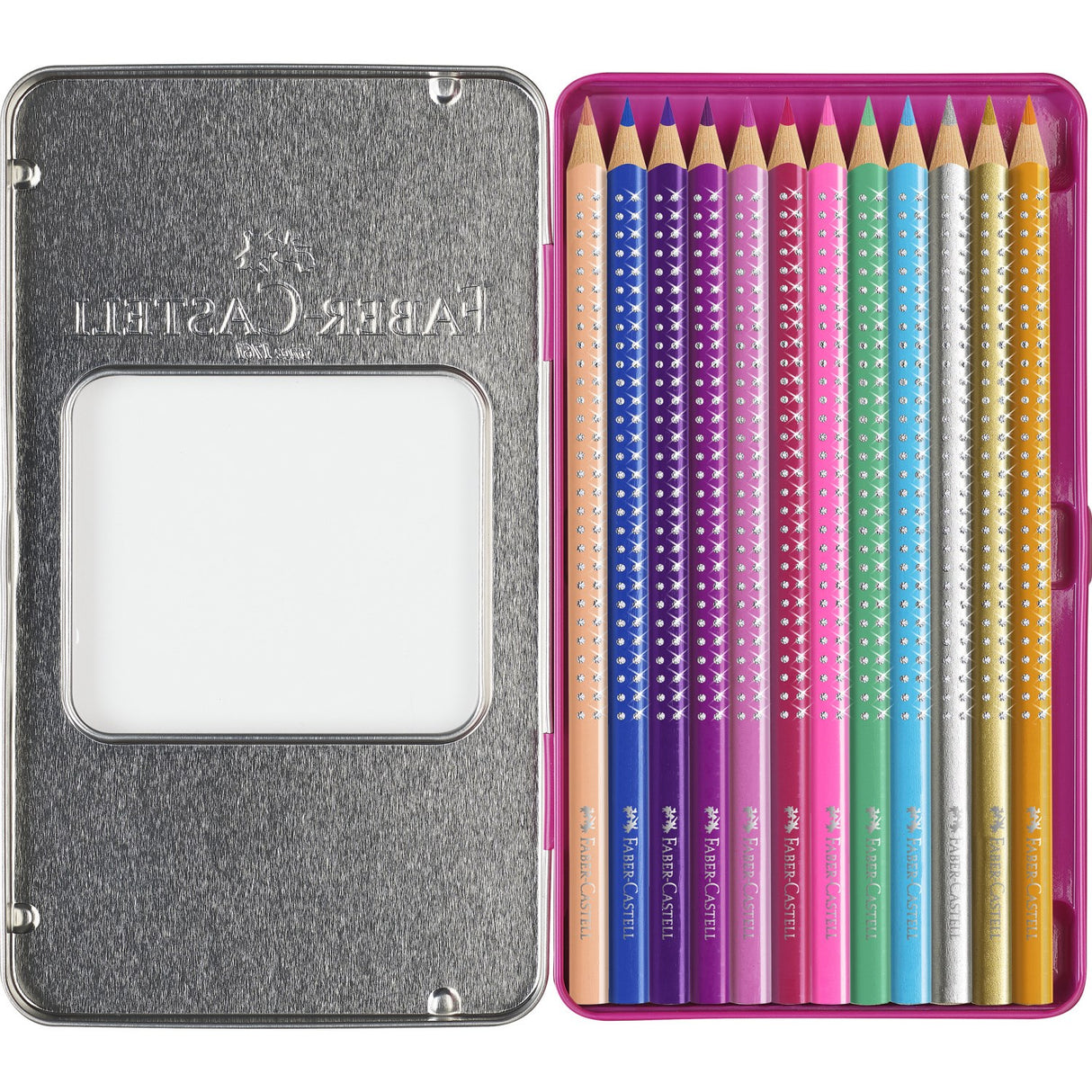 Faber Castell Sparkle Pencil Tin 12 Colour Pencils