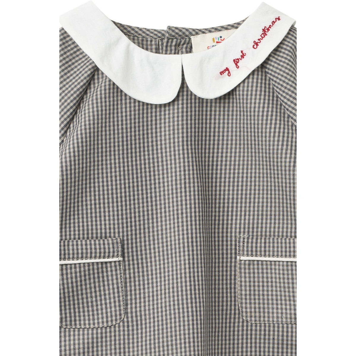 COPENHAGEN COLORS Grey Check Comb. Checkered Emb. Baby Sett M/ Blus Och Bloomers