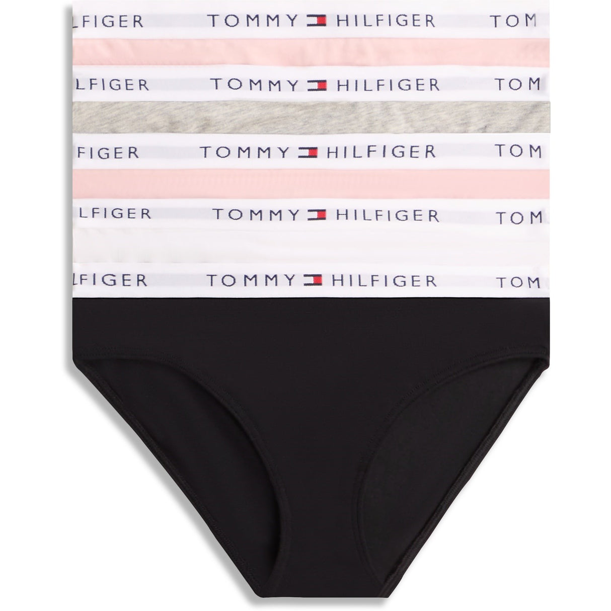 Tommy Hilfiger Grey Htr/ Pink/White/Black-Beige 5-Pack Bomull Bikini