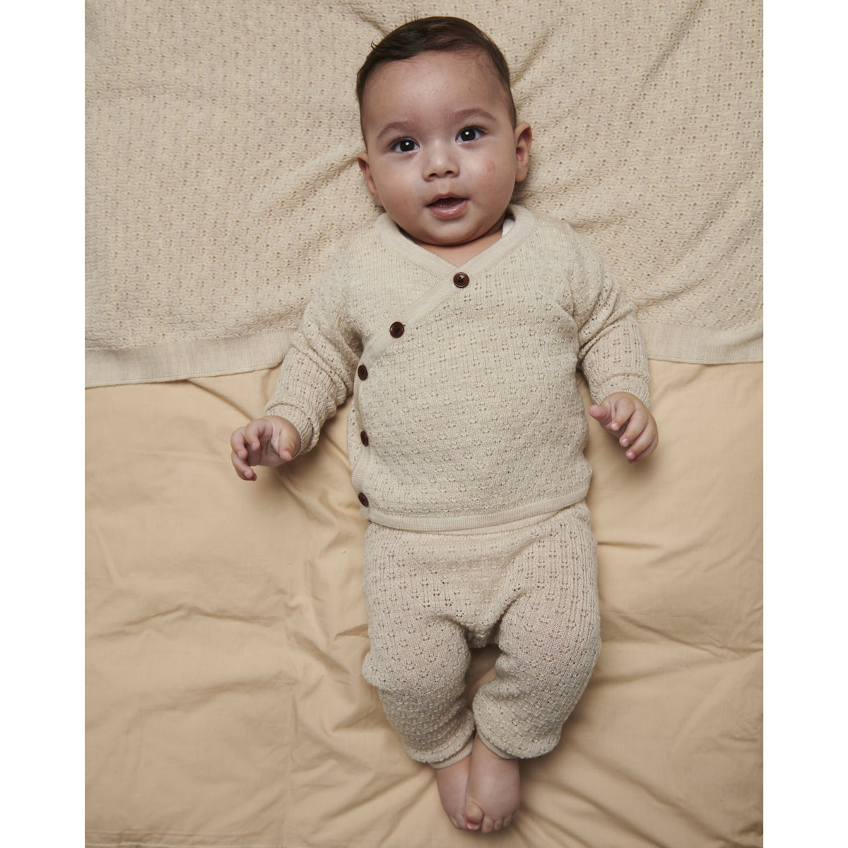 COPENHAGEN COLORS Pale Cream Melange Merino Pattern Baby Leggings