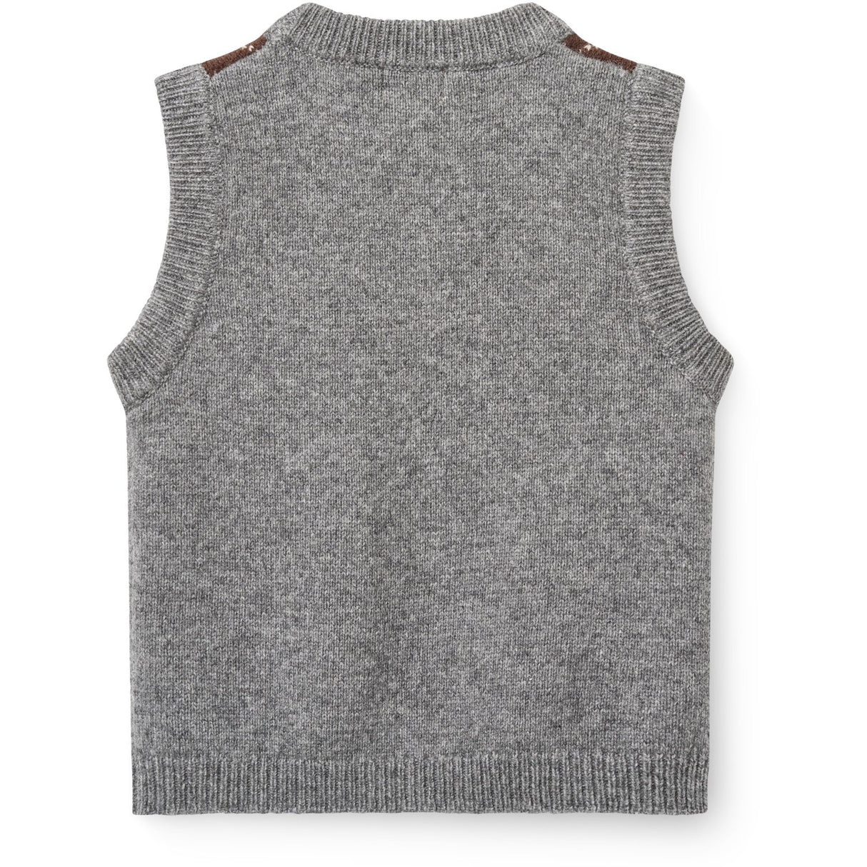 COPENHAGEN COLORS Grey Mel./Dk. Brown/Navy Comb. Argyle Stickad Väst