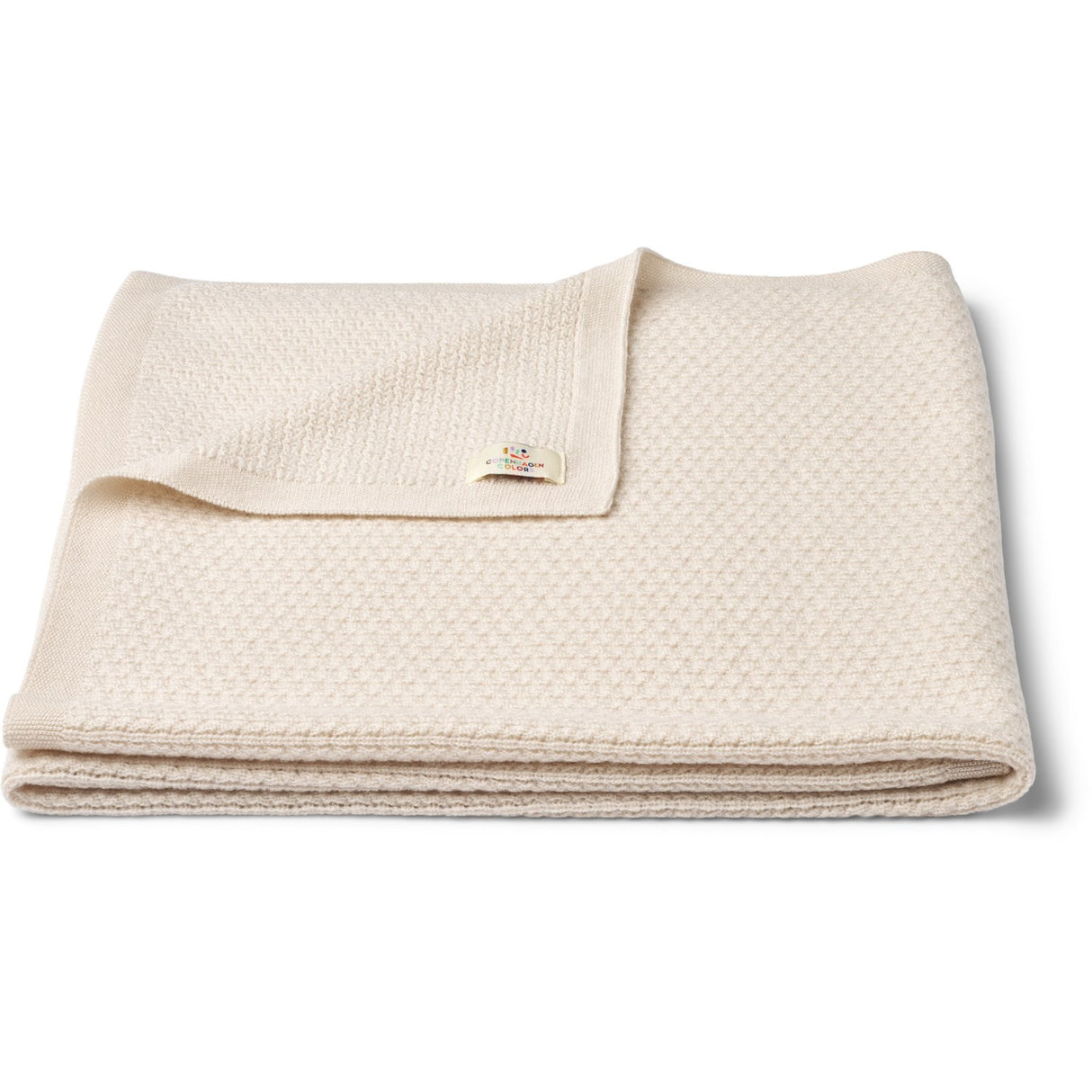 COPENHAGEN COLORS Pale Cream Merino Stickad Baby Filt