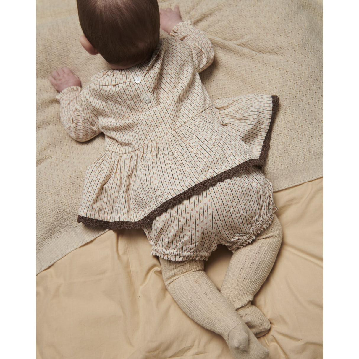COPENHAGEN COLORS Sand Flower Print Twill Aop Baby Sett Blus & Bloomers