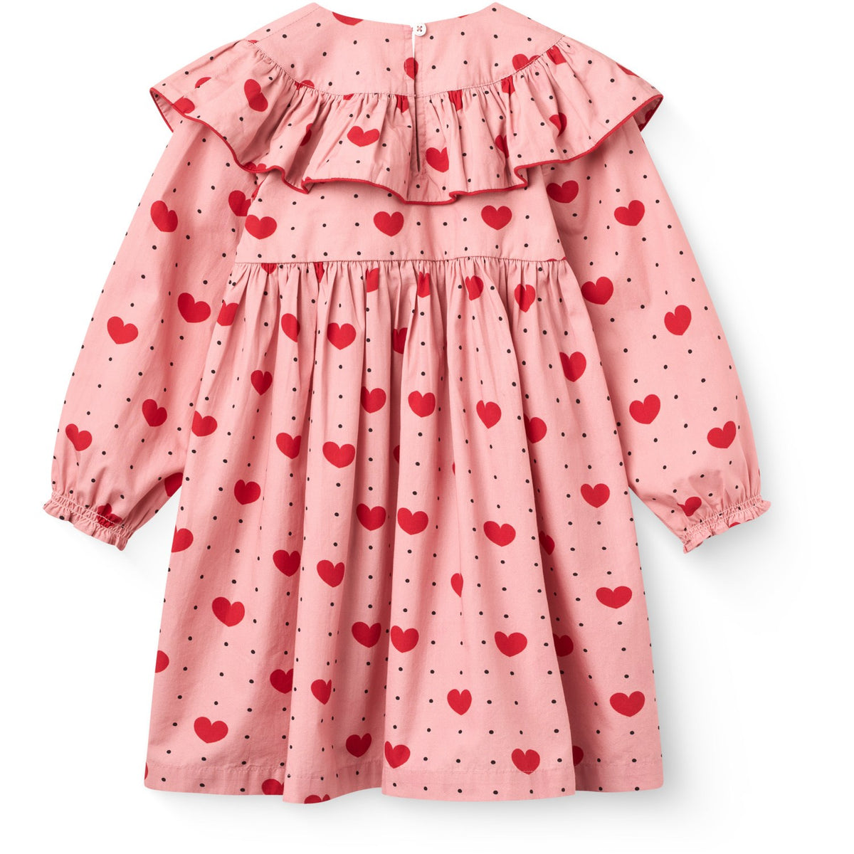 COPENHAGEN COLORS Heart Aop Frill Klänning M/ Heart Aop