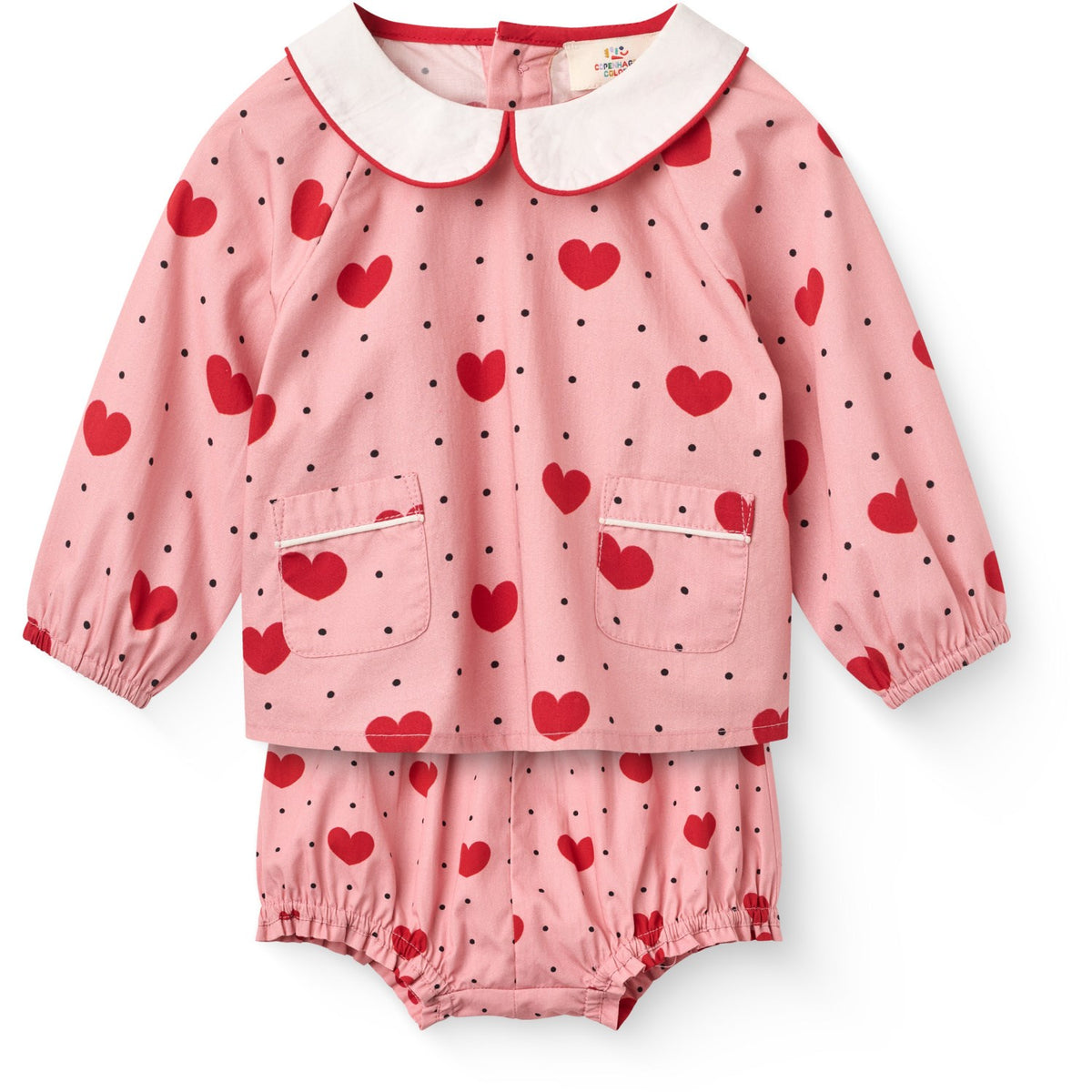 COPENHAGEN COLORS Heart Aop Baby Sett M/ Heart Aop