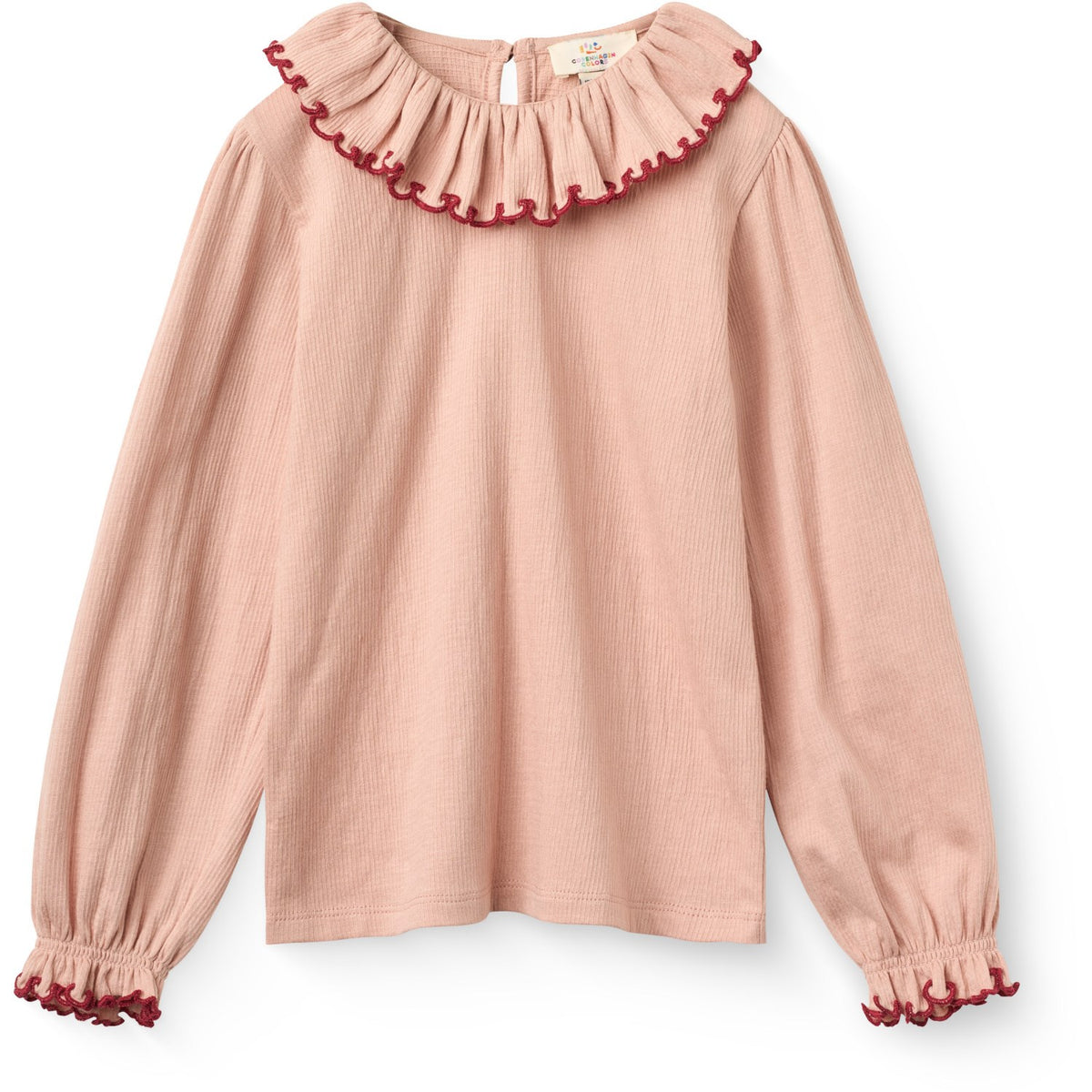 COPENHAGEN COLORS Mellow Rose Comb. Crepe Ls Topp M/ Frill Krage