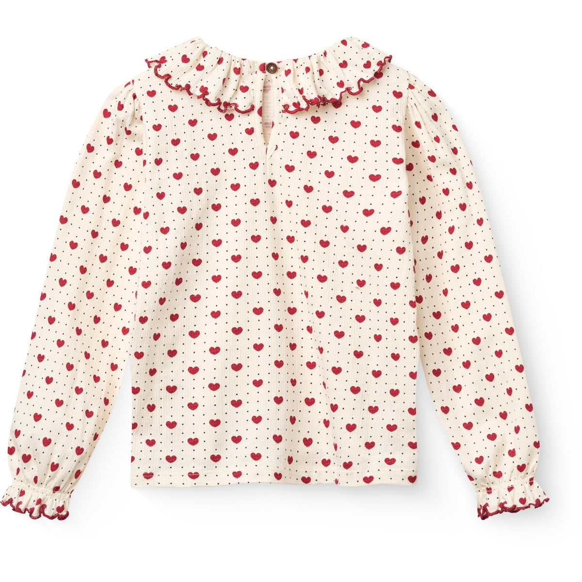 COPENHAGEN COLORS Heart Comb. Crepe Ls Topp M/ Frill Krage