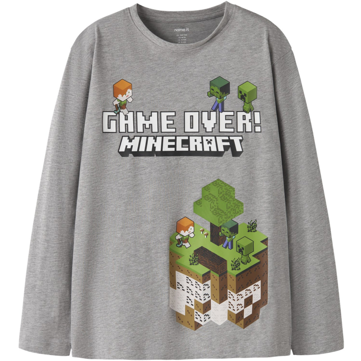 Name It Grey Melange Nkmar Minecraft Ls Nreg Topp Box Noos Bfu