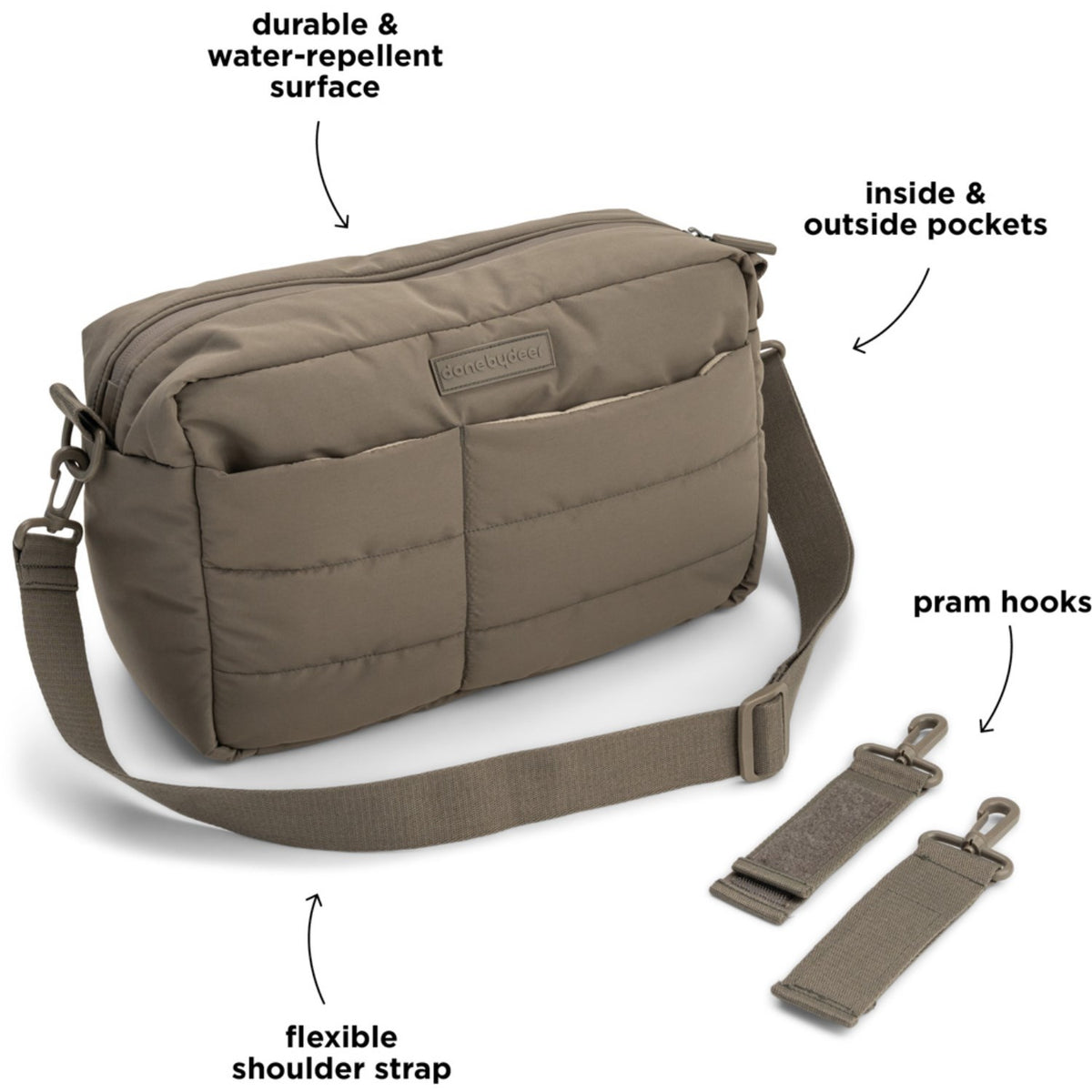 DonebyDeer Taupe Quiltad Stroller Väska