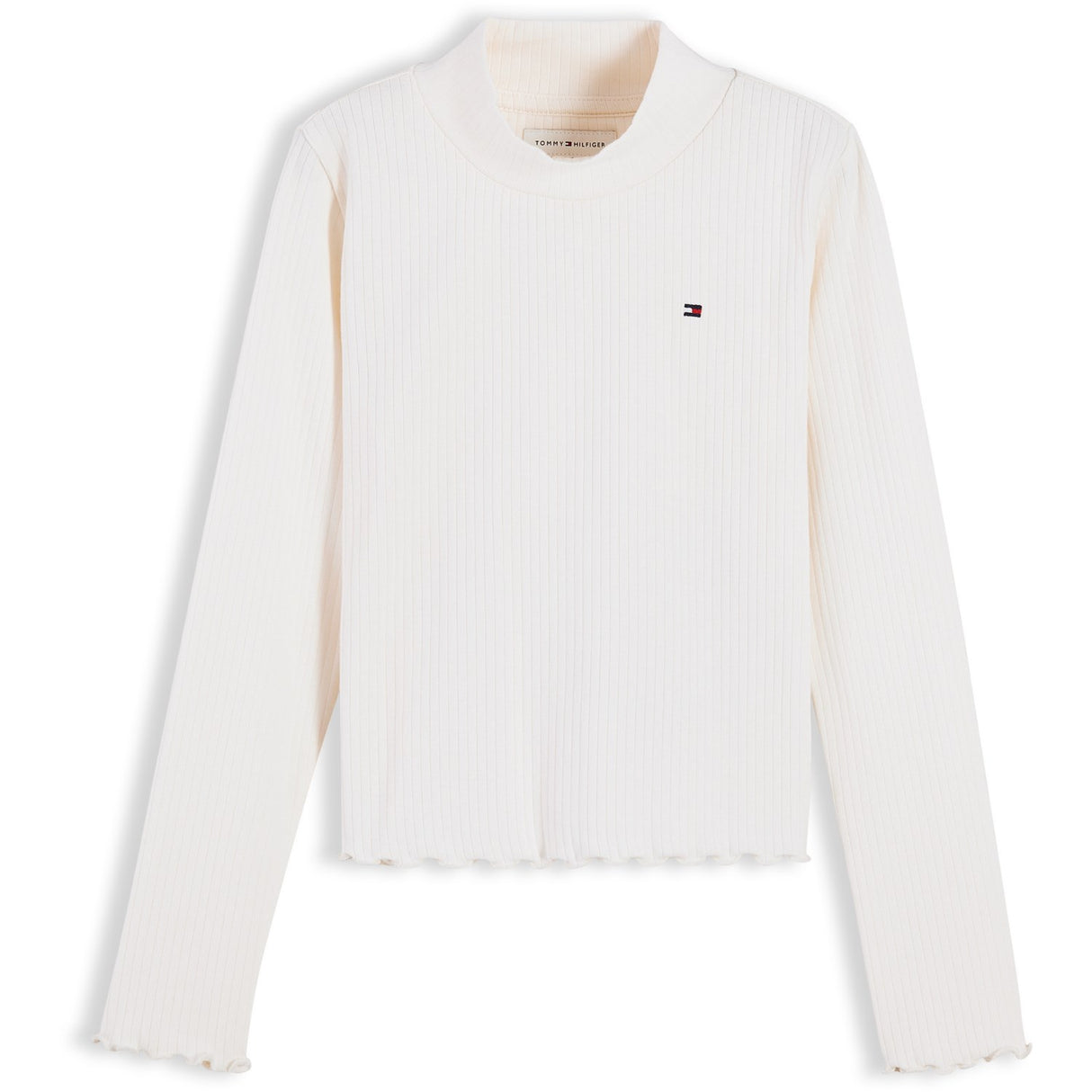 Tommy Hilfiger Off White-White Mock Neck Rib Topp Ls