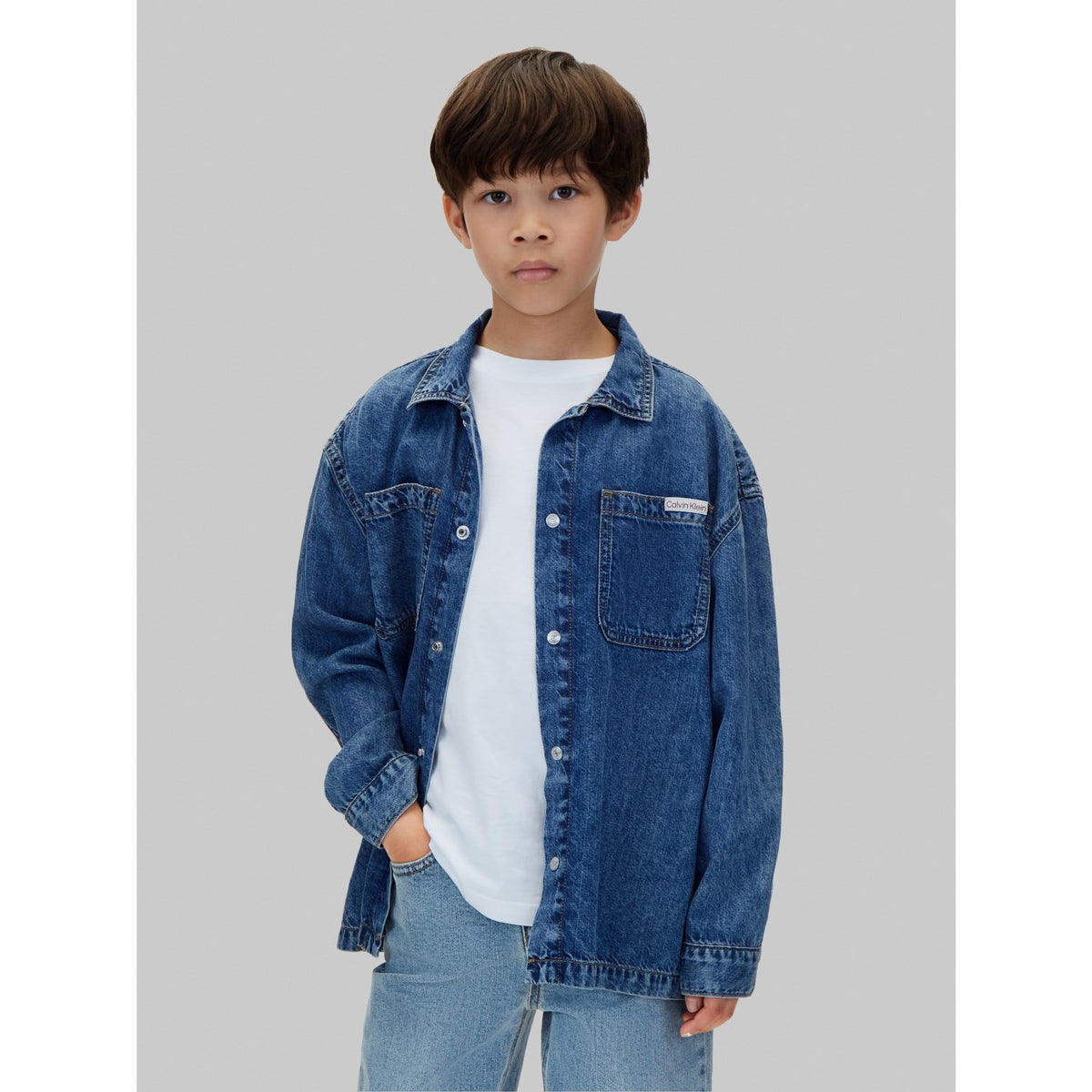 Calvin Klein Beckford-Blue Ck Lt Wt Denim Skjorta