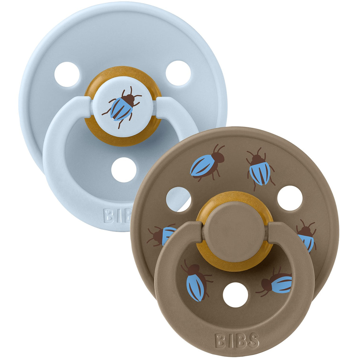 Bibs Baby Blue / Dark Oak Studio Colour Napp Beetle Mix 2 Pack Latex Round