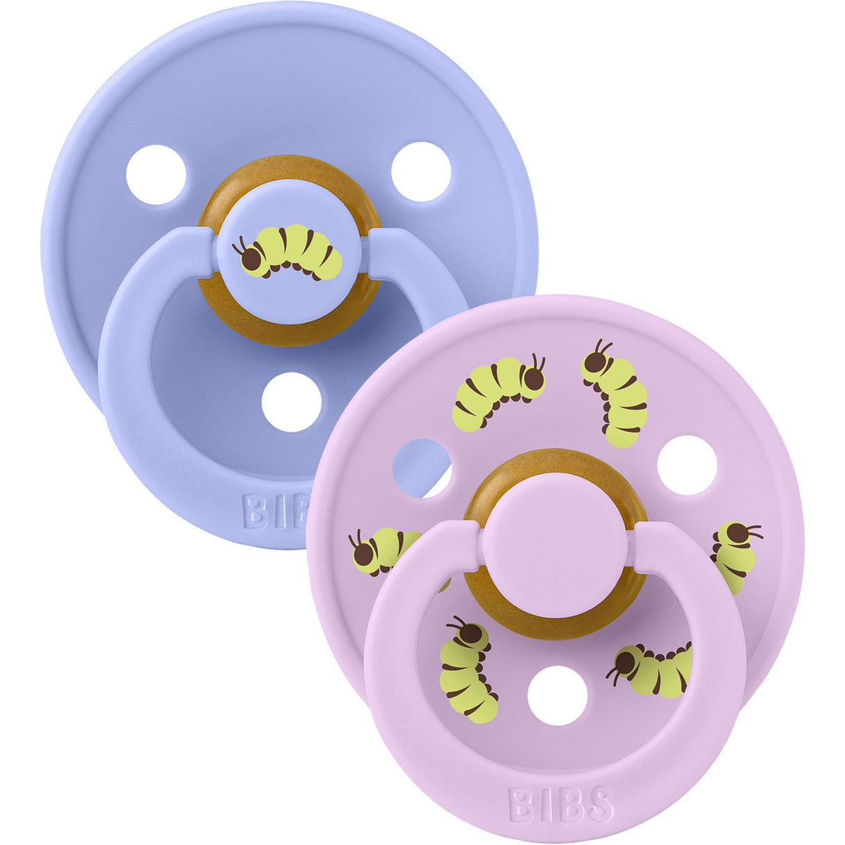 Bibs Hush / Violet Sky Studio Colour Napp Caterpillar Mix 2 Pack Latex Round