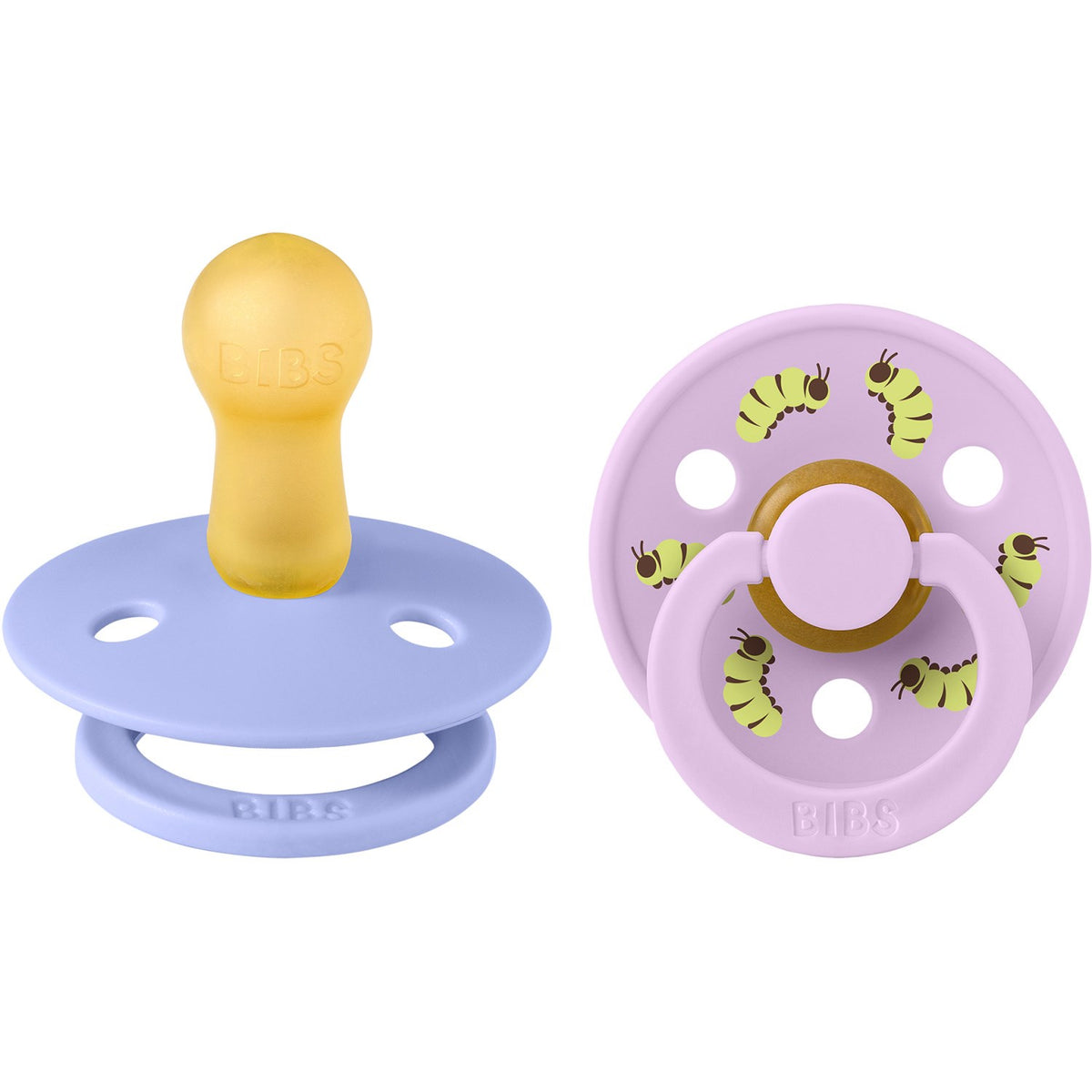 Bibs Hush / Violet Sky Studio Colour Napp Caterpillar Mix 2 Pack Latex Round