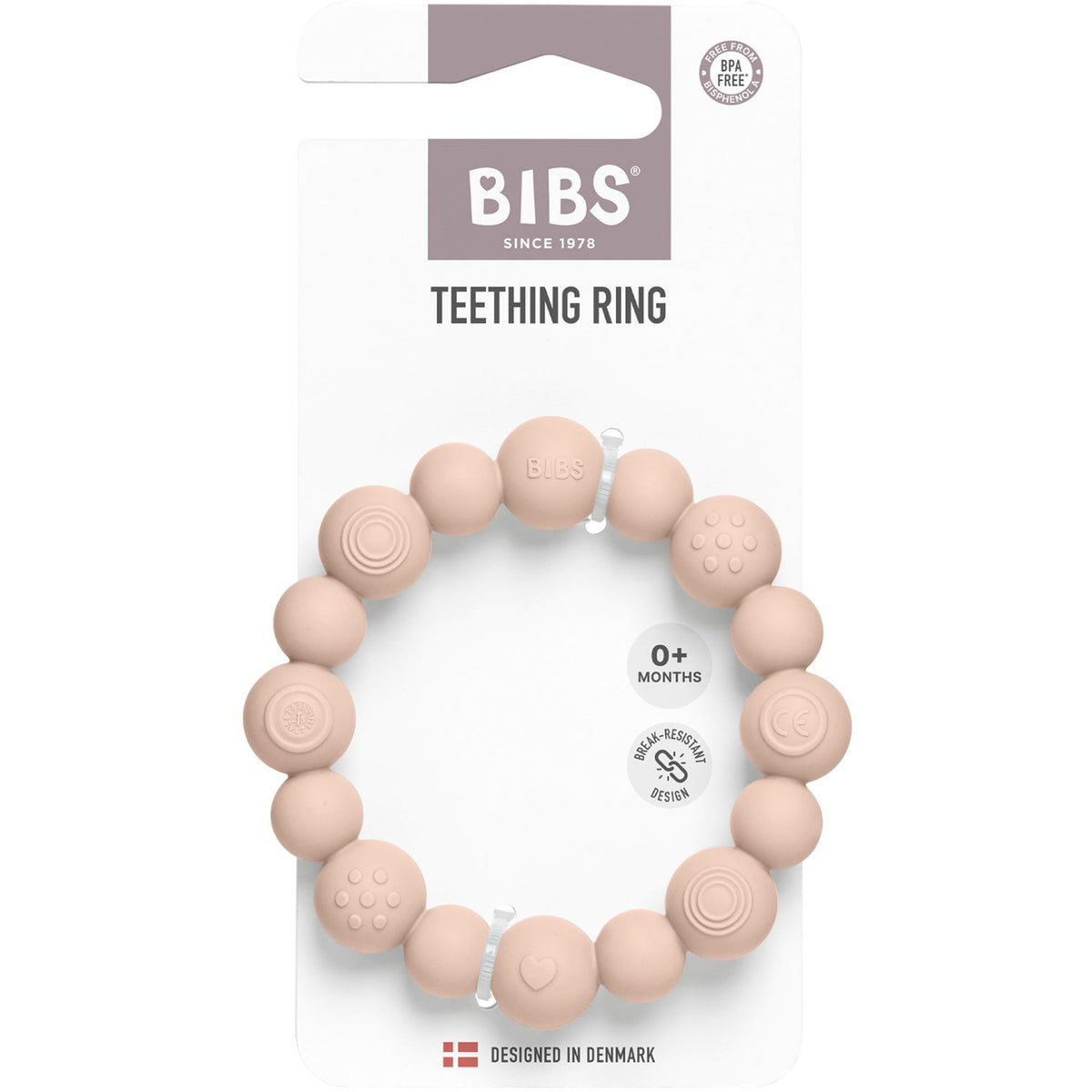 Bibs Blush Teething Ring Beaded