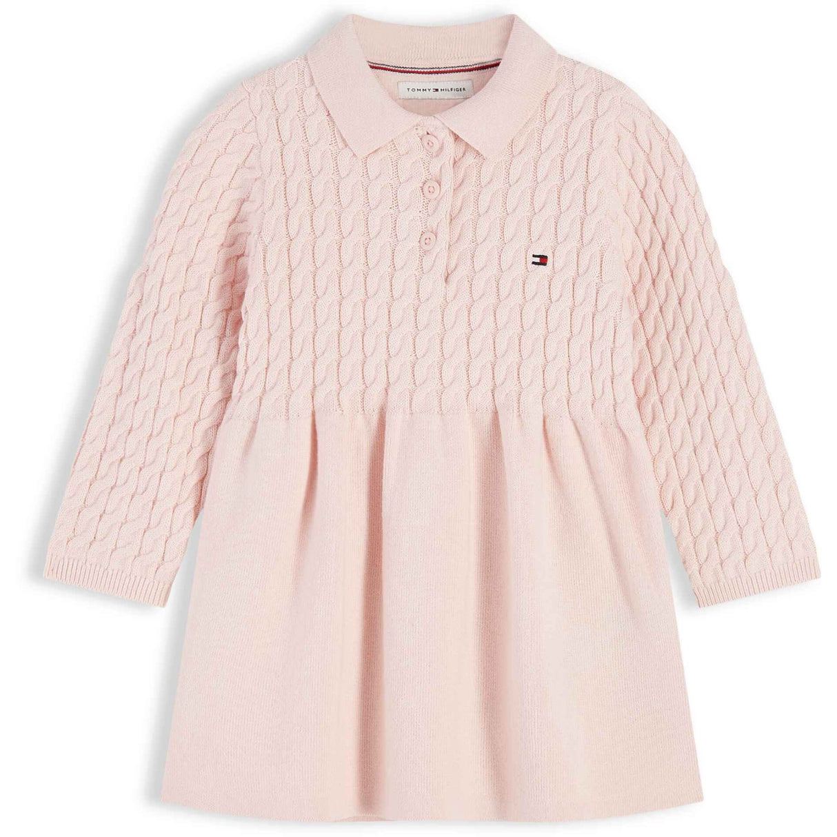 Tommy Hilfiger Whimsy Pink-Pink Sweater Cable Klänning Ls