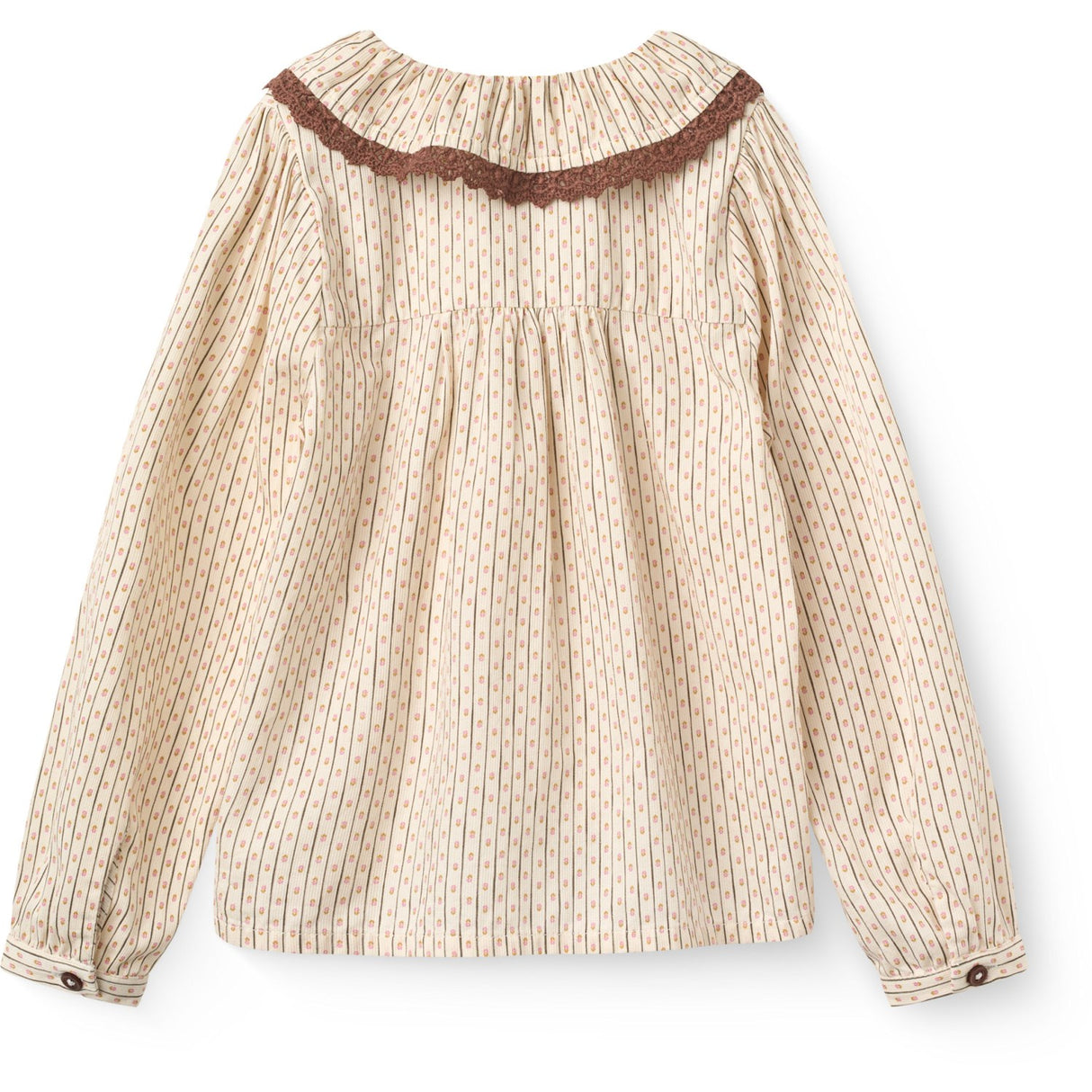 COPENHAGEN COLORS Sand Flower Print Aop Skjorta M/ Frill & Lace Piping