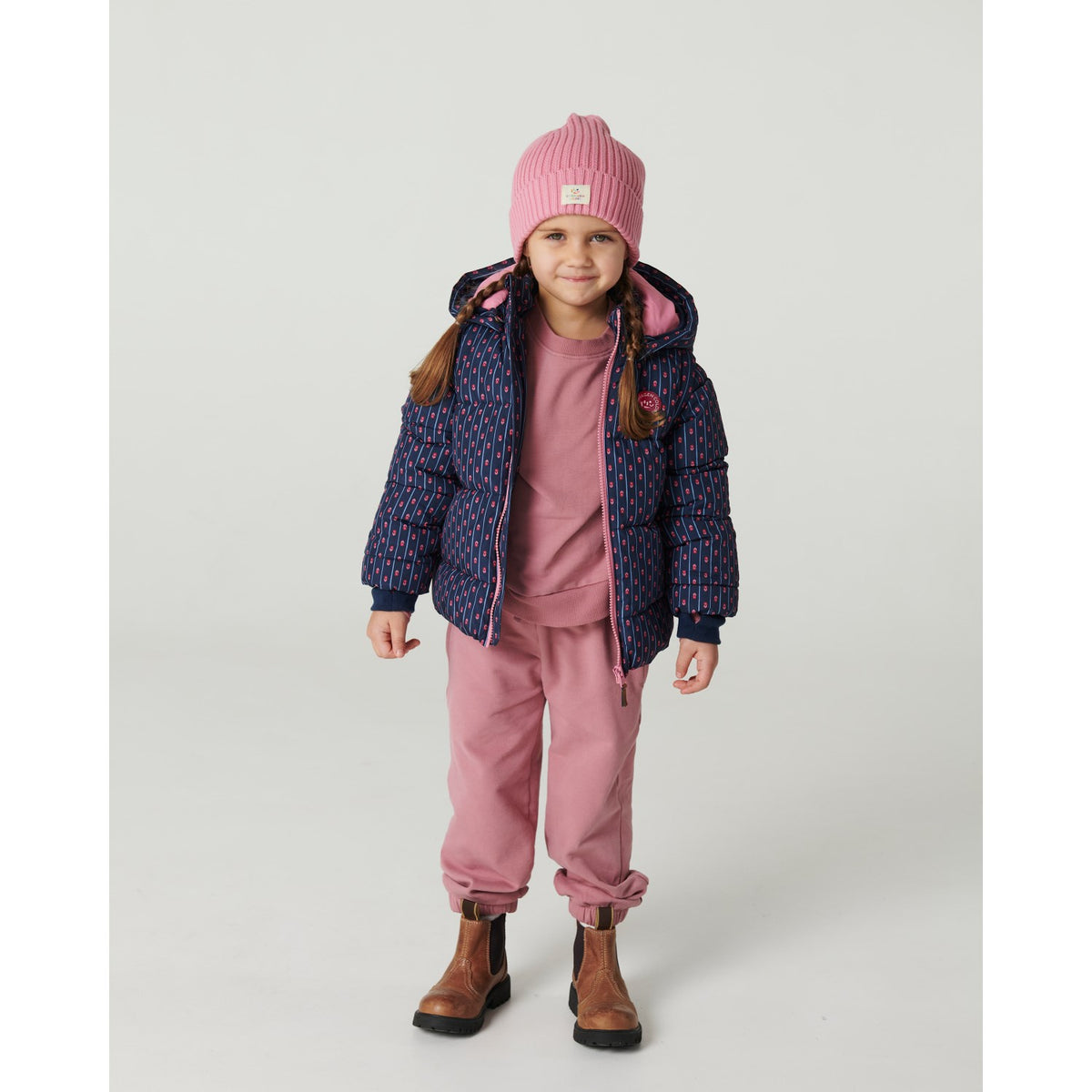 COPENHAGEN COLORS Navy Flower Aop 2 I 1 Puffer Jacka M/ Removable Ärmar