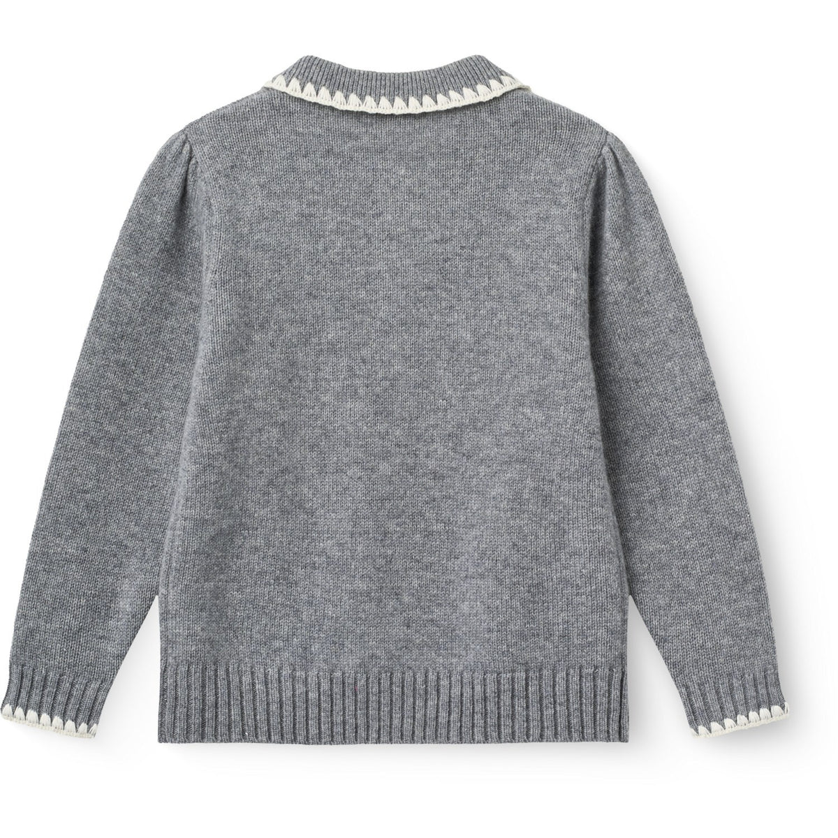 COPENHAGEN COLORS Grey Melange Comb. Cashmere Blus M/ Krage & Filt Stitch