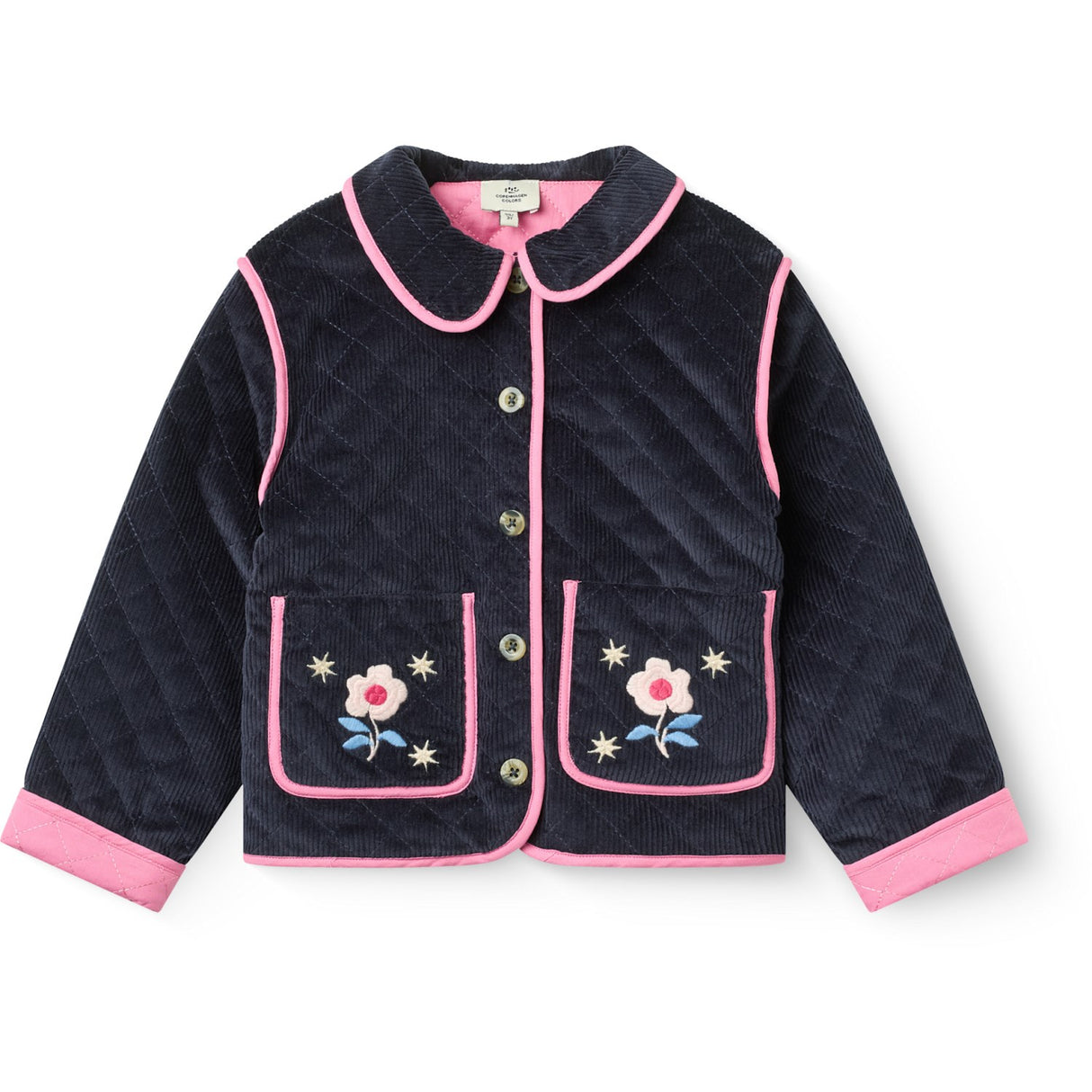 COPENHAGEN COLORS Navy Quiltad Corduroy Jacka M/ Embroidery