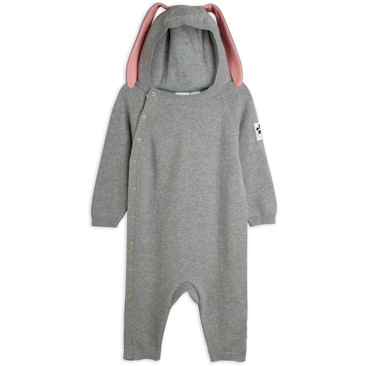 Mini Rodini Grey Melange Rabbit Ear Fine Stickad Baby Byxdress