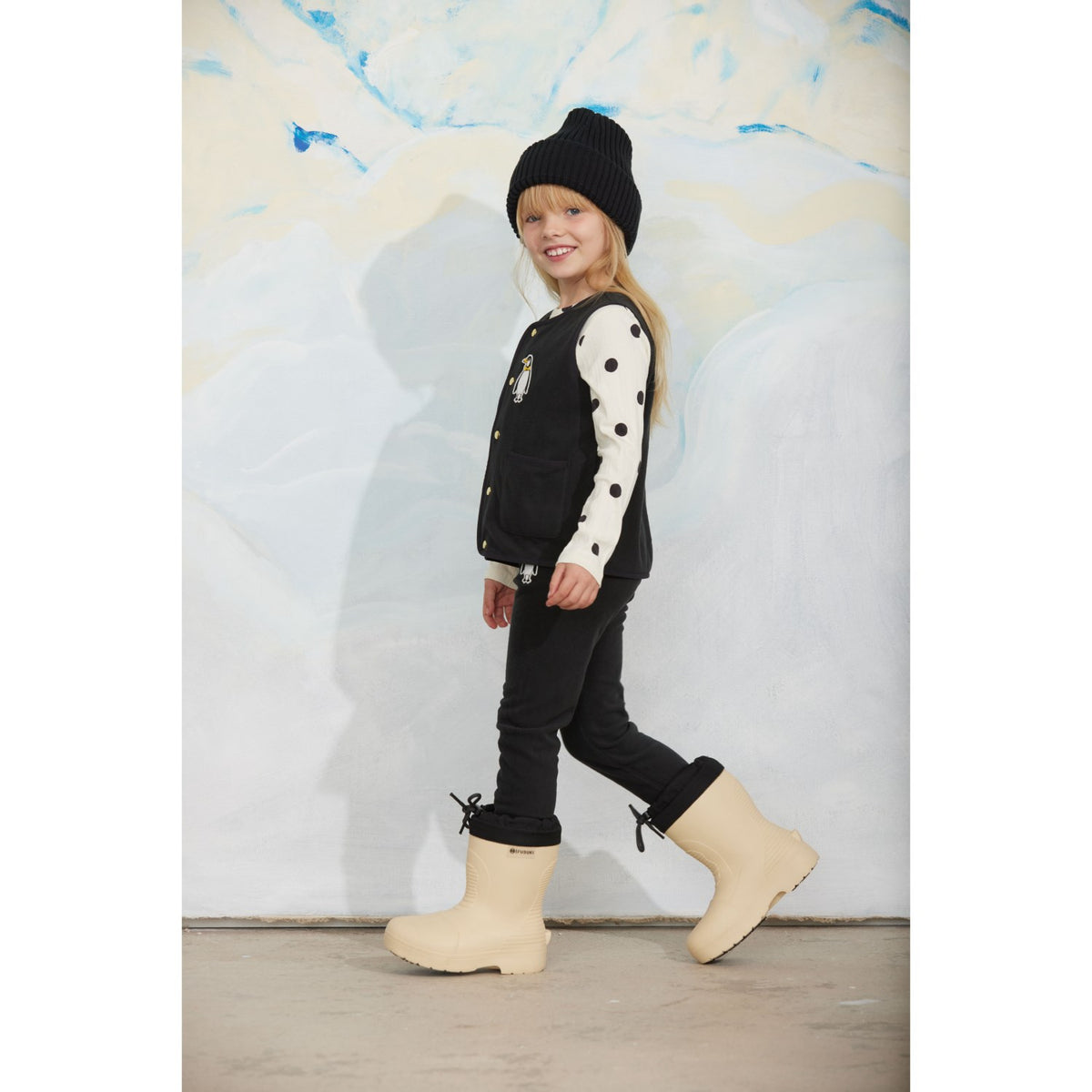 Mini Rodini Black Penguin Patch Microfleece Väst