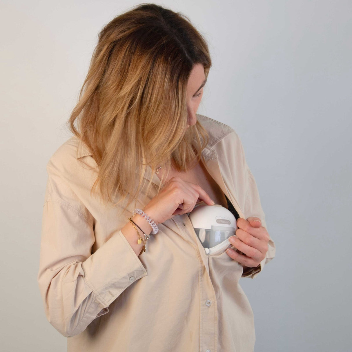 bblüv White/Beige Portable Elektrisk Dubbel Breast Pump Med Heating